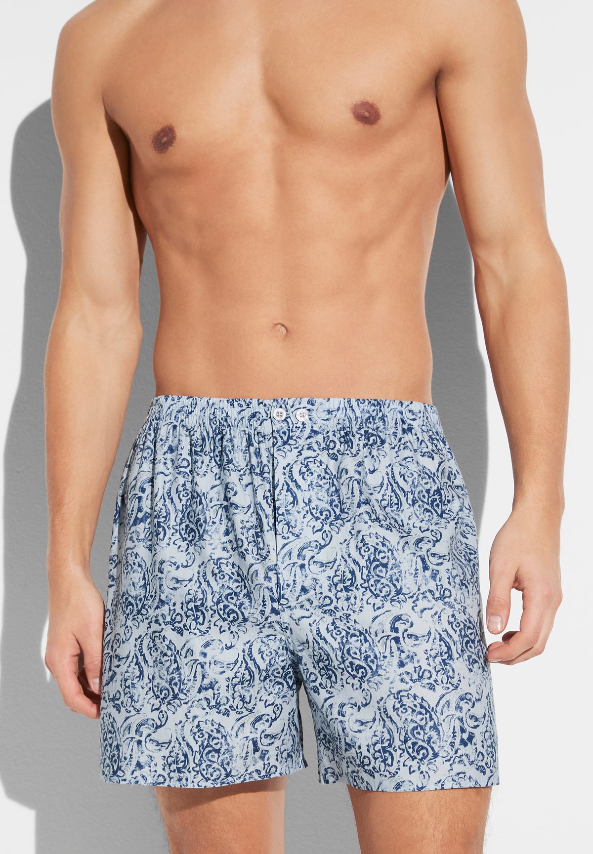 Cotton Sateen Print | Boxer Shorts - paisley blue