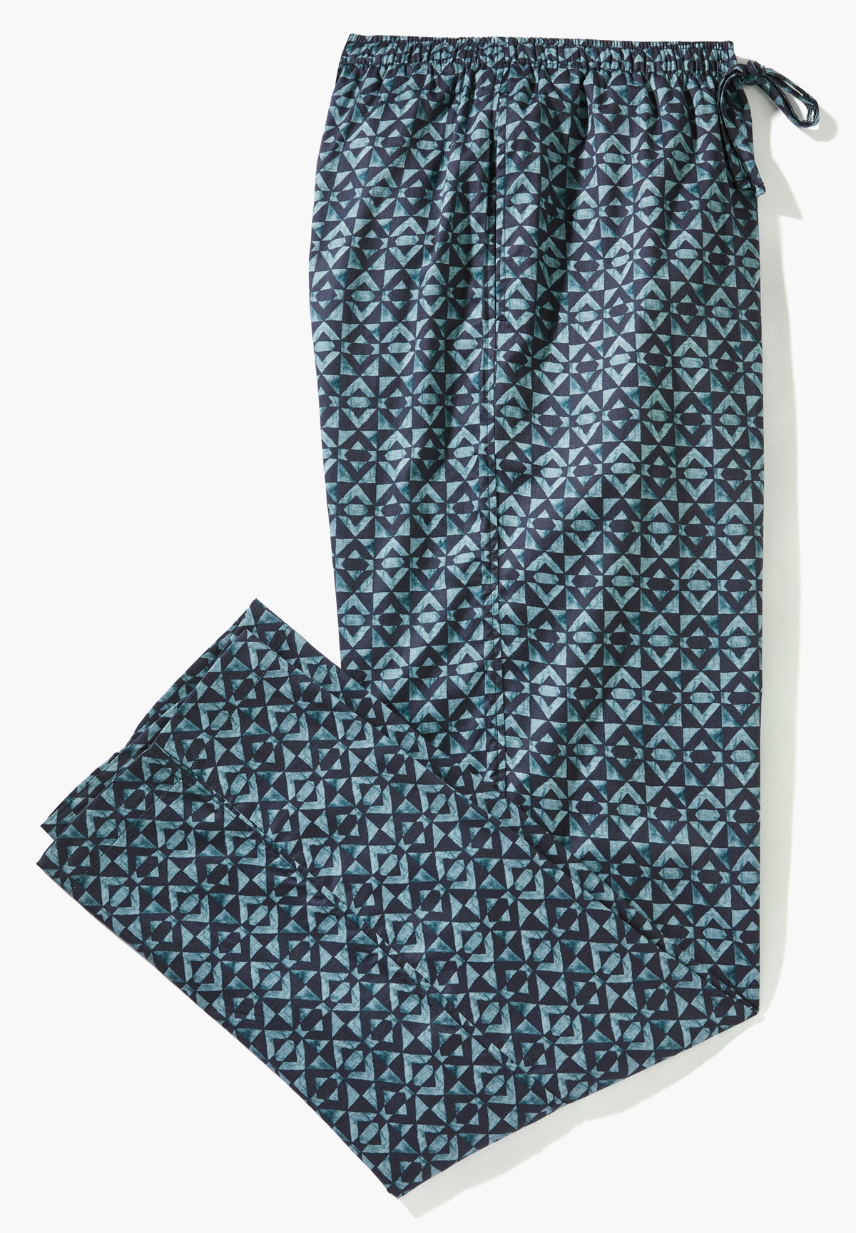 Cotton Sateen Print | Pants Long - geo blues