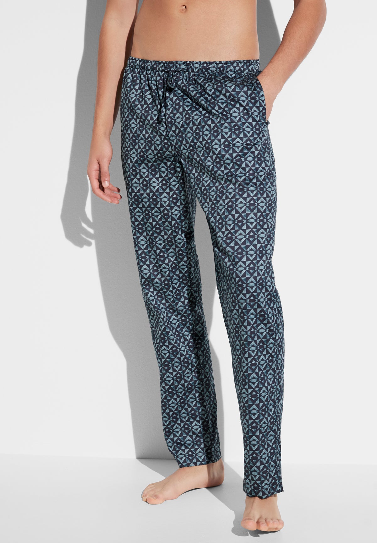 Cotton Sateen Print | Hose lang - geo blues