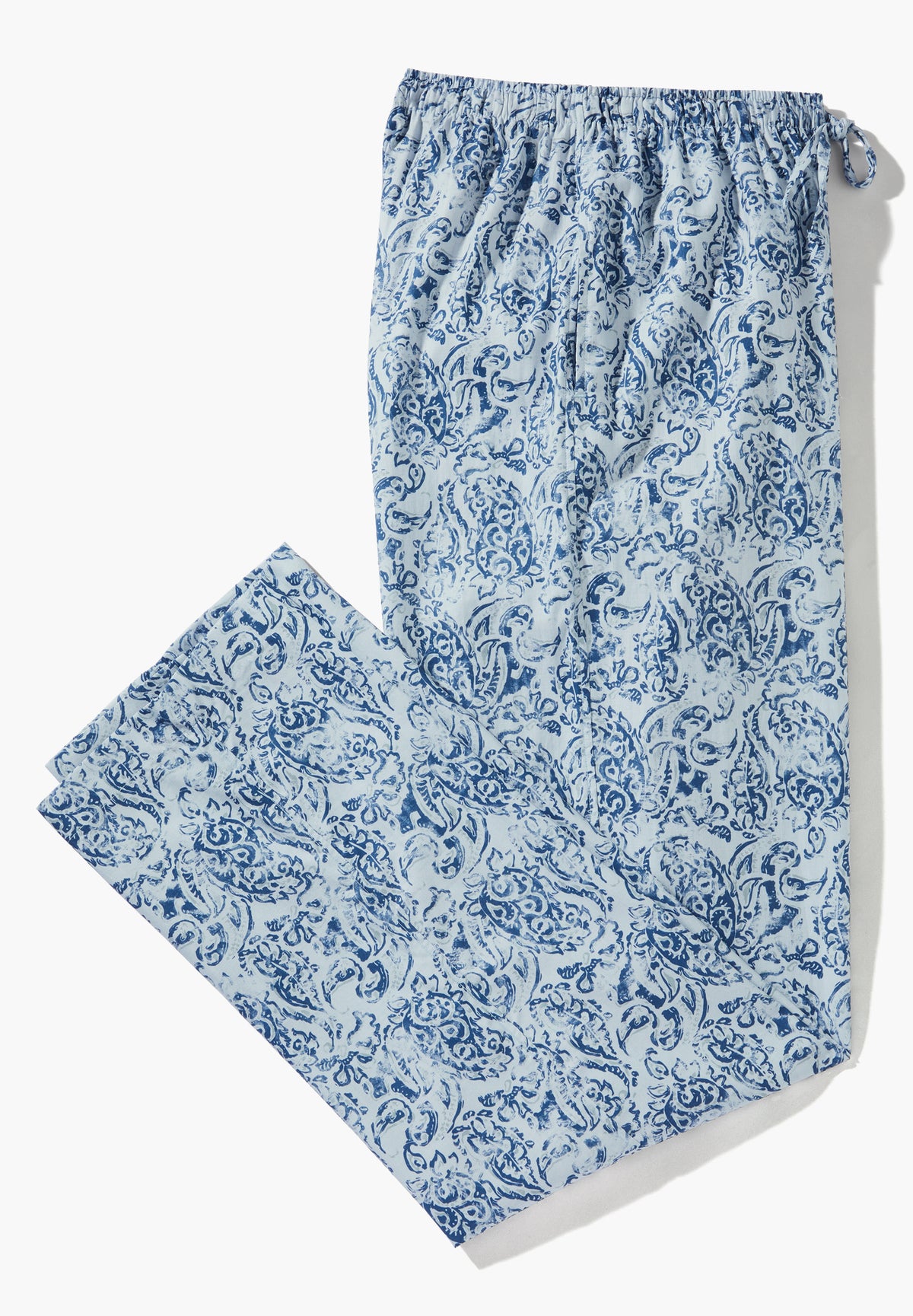 Cotton Sateen Print | Pants Long - paisley blue