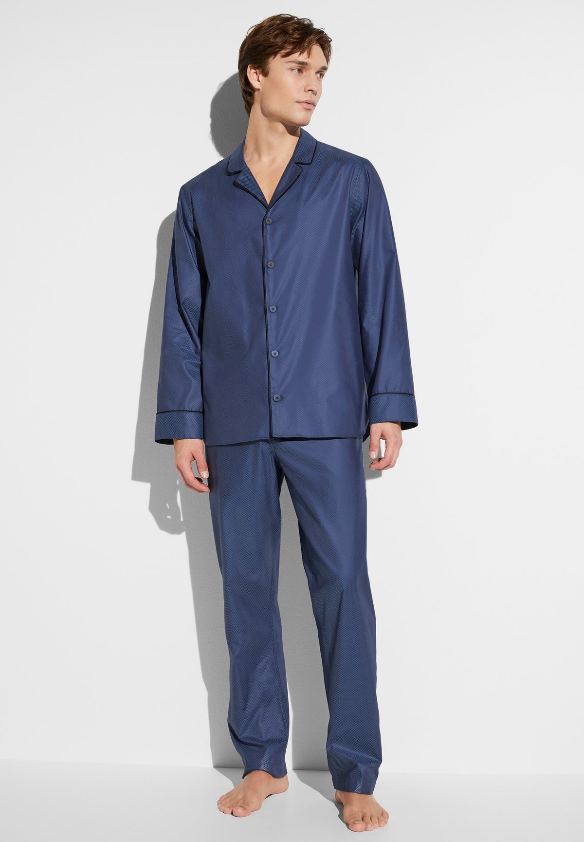 Luxury Jacquard | Pyjama Long - dark blue