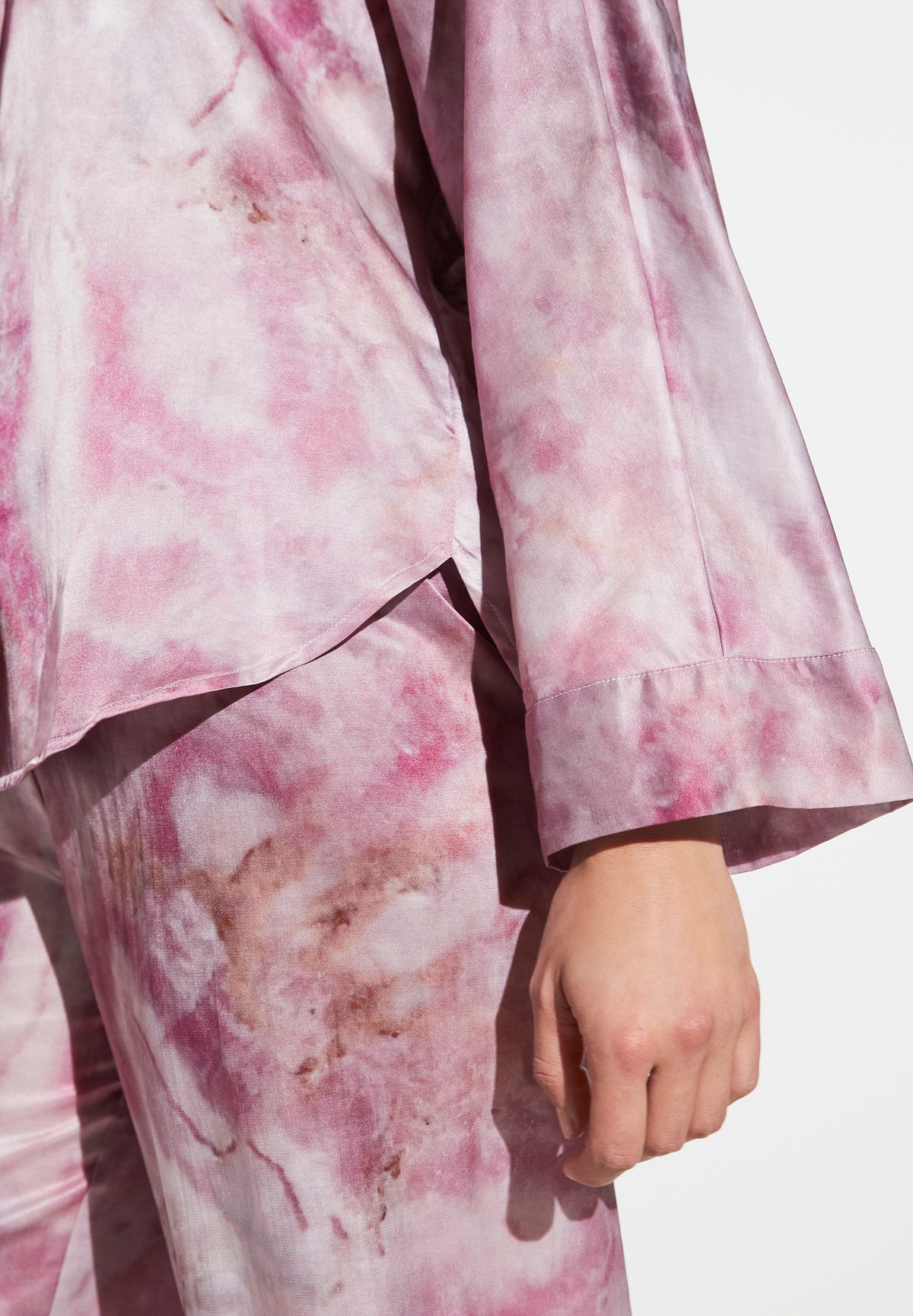 Cotton/Silk Print | Pyjama Long - shades of marble