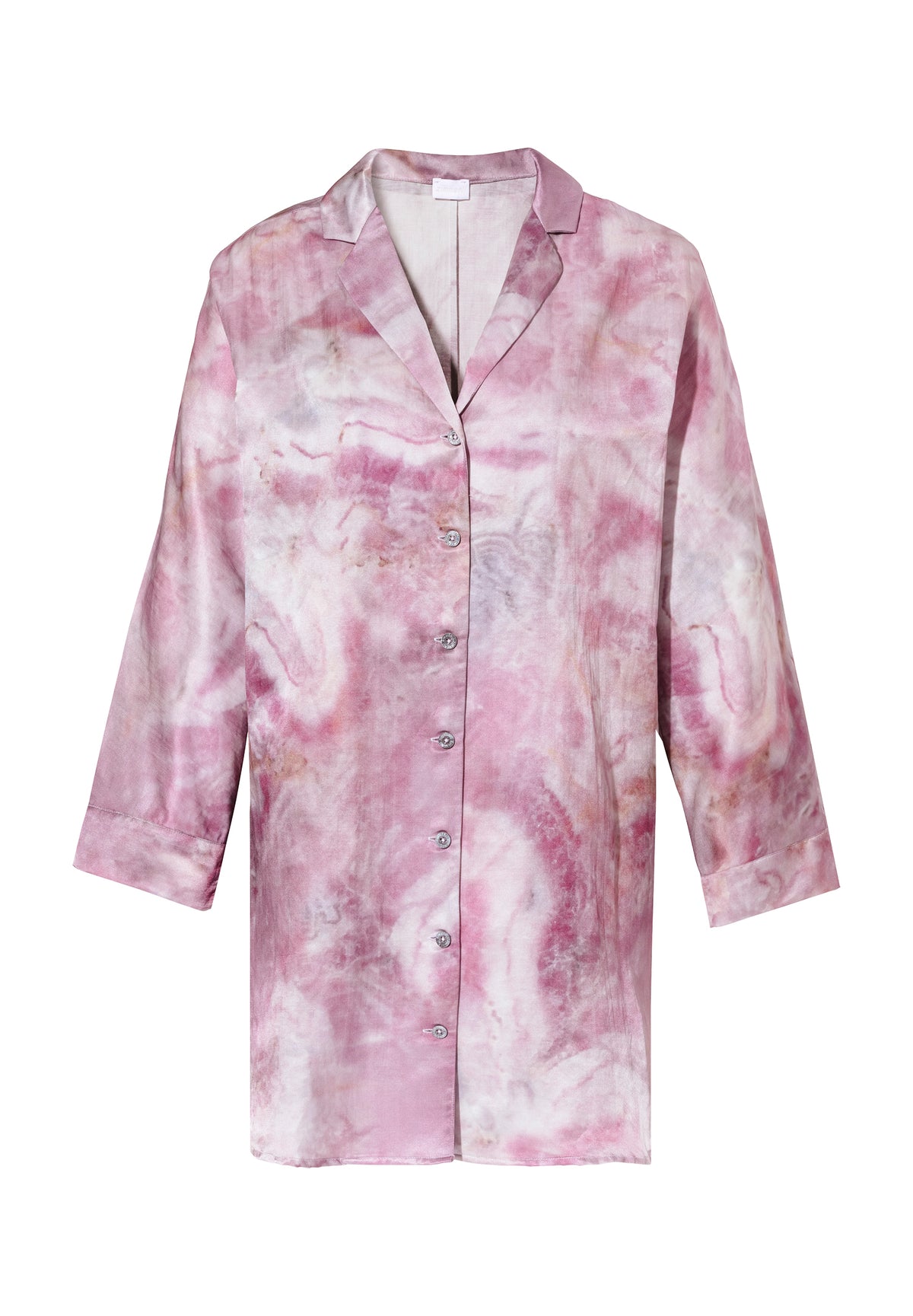 Cotton/Silk Print | Sleepshirt langarm - shades of marble