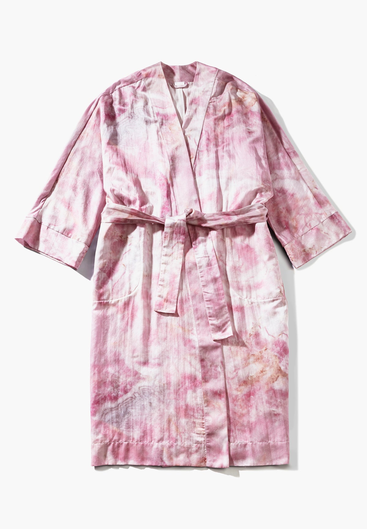 Cotton/Silk Print | Robe Long - shades of marble