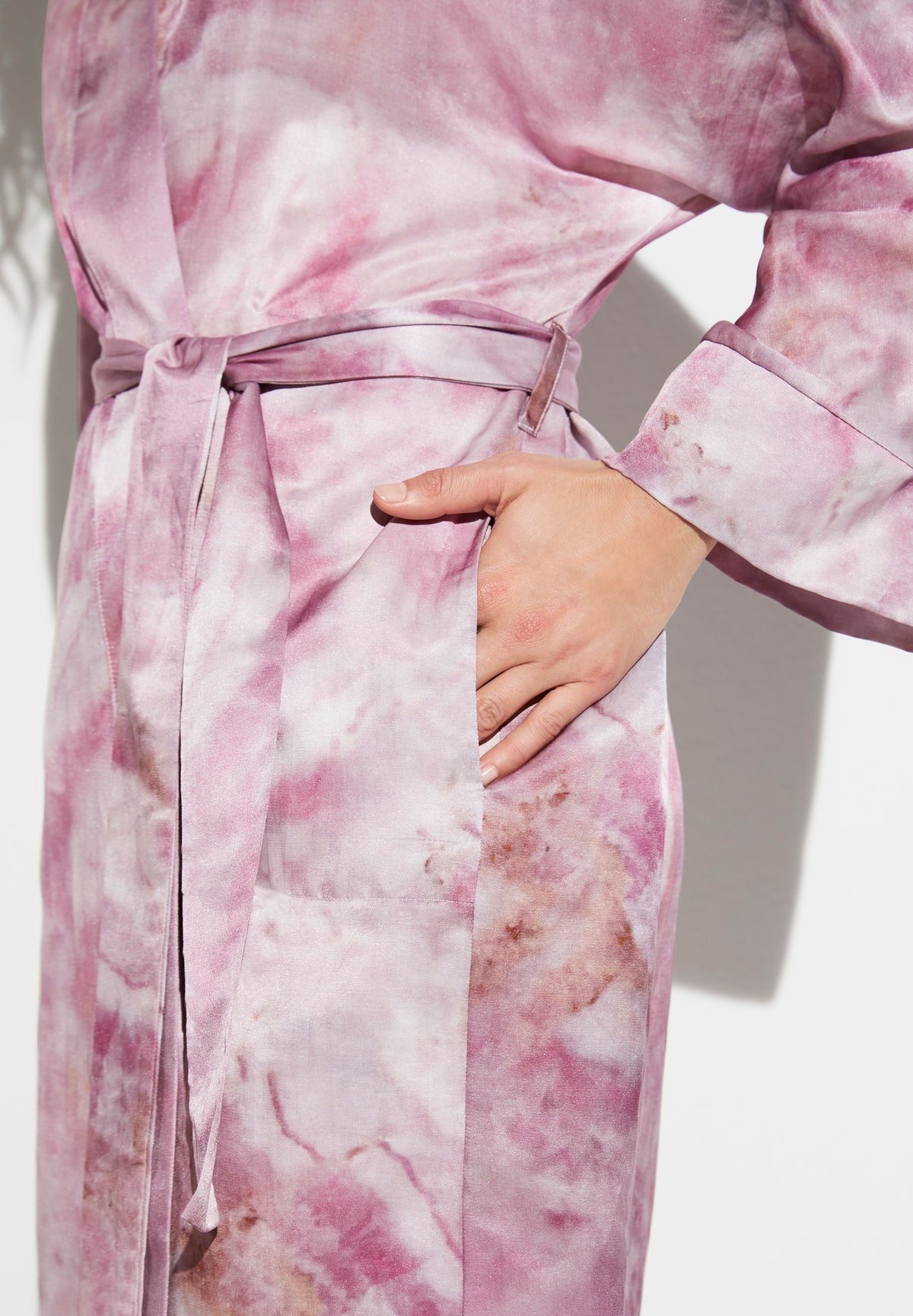 Cotton/Silk Print | Robe Long - shades of marble