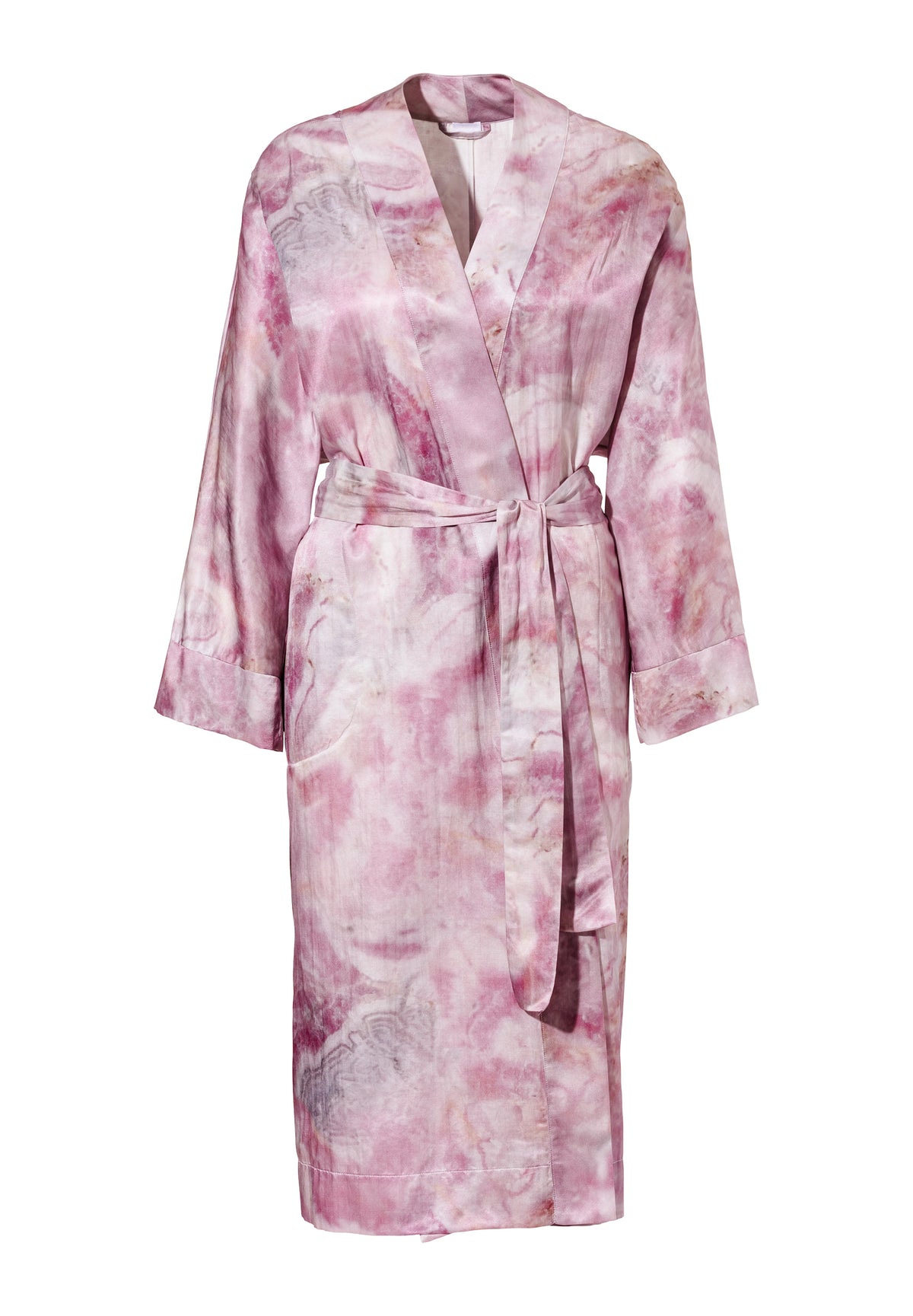 Cotton/Silk Print | Robe de chambre longue - shades of marble