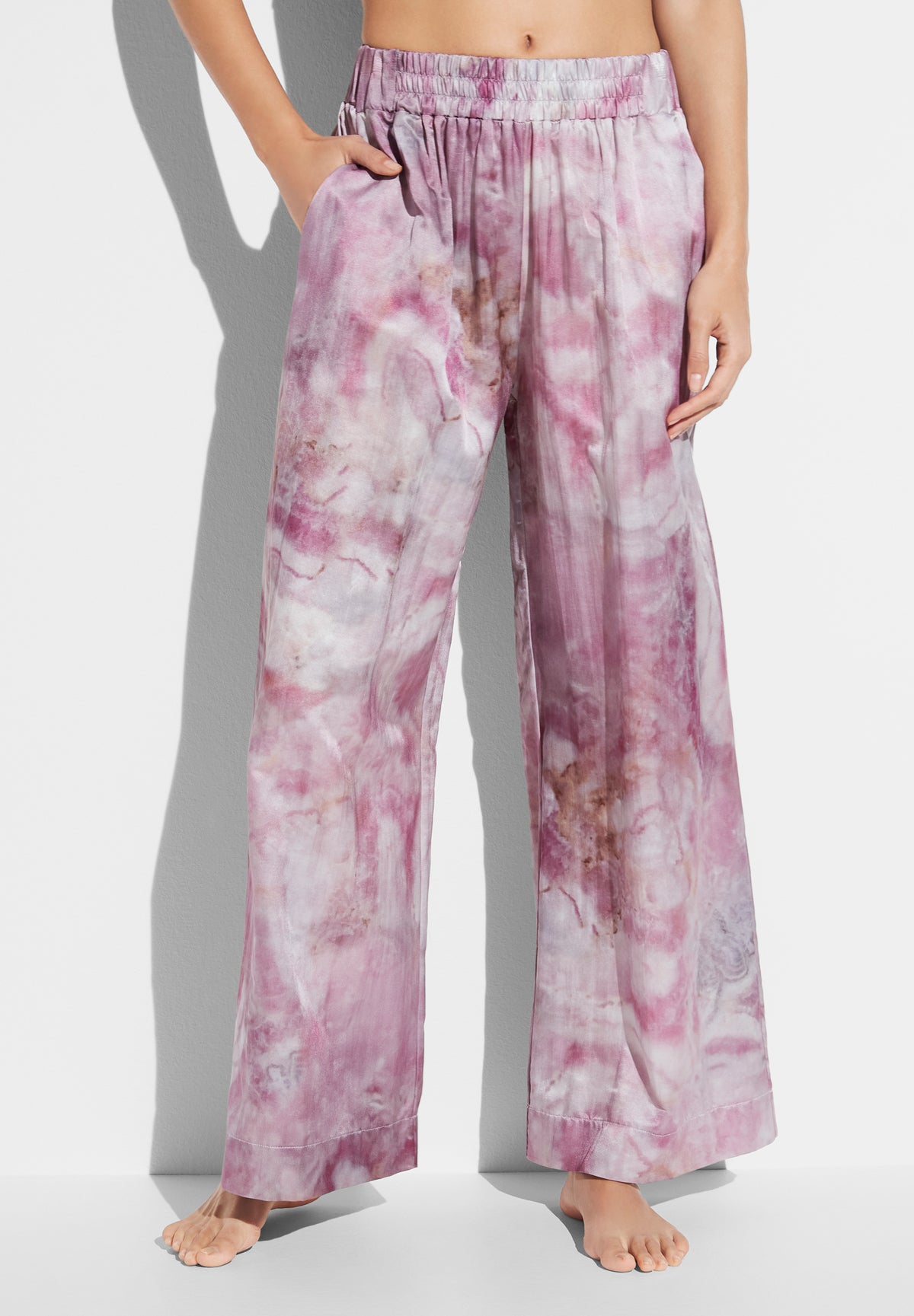 Cotton/Silk Print | Pantalon - shades of marble