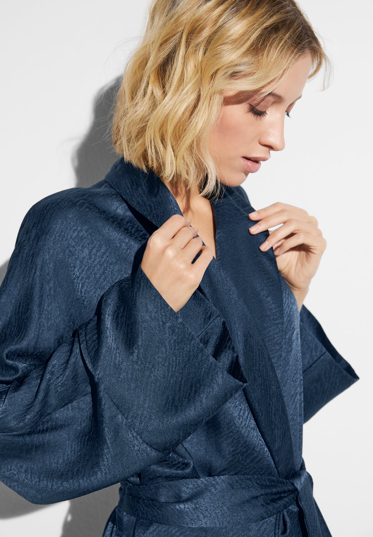 Luxury Silk | Robe Long - midnight navy