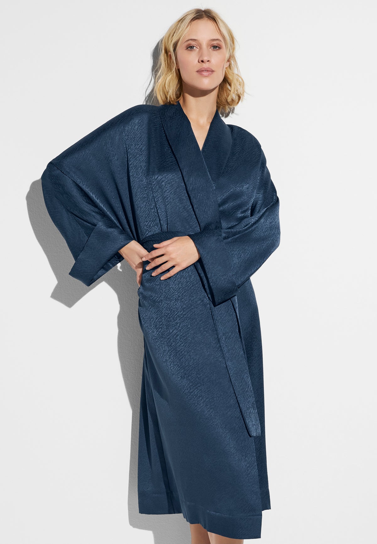 Luxury Silk | Robe Long - midnight navy