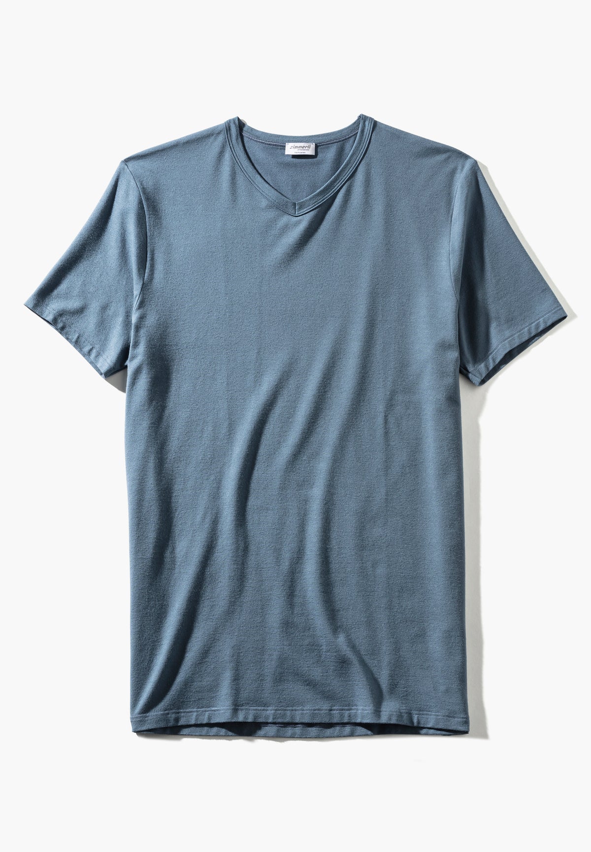 Pureness | T-Shirt à manches courtes col en V - blue slate