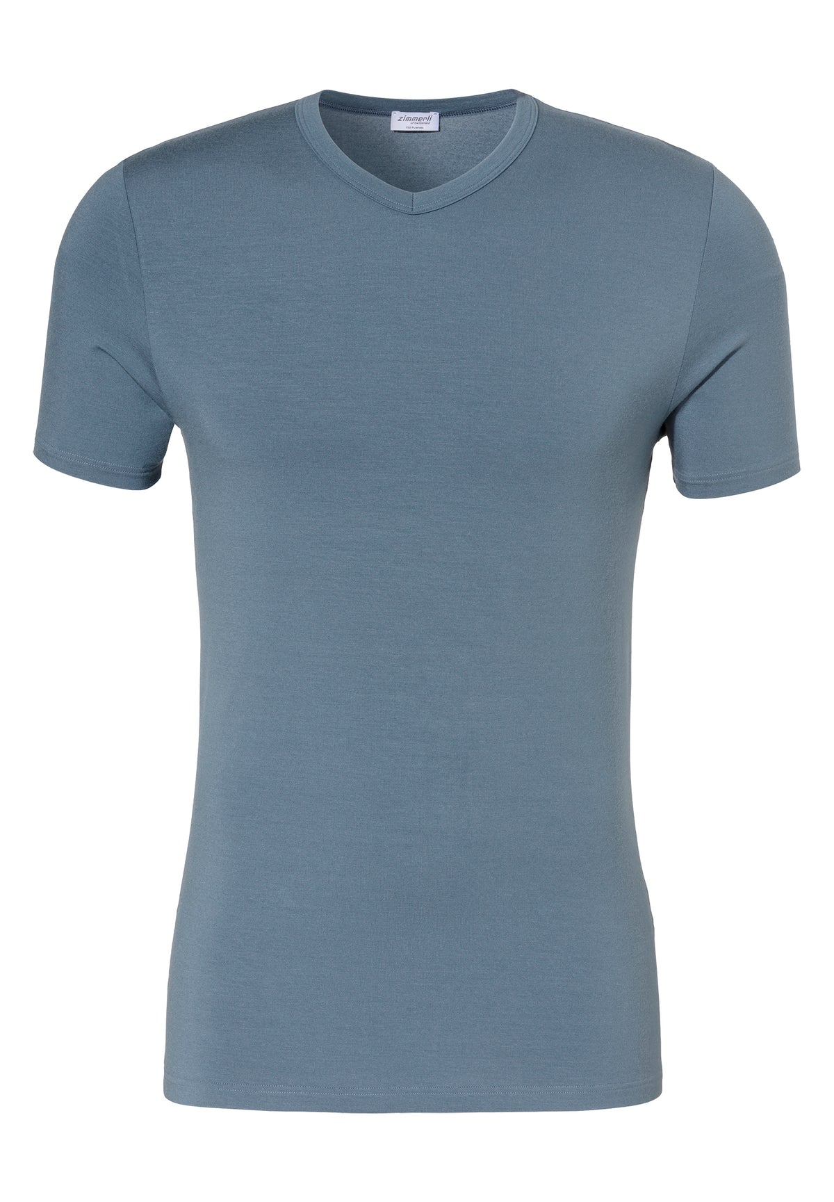 Pureness | T-Shirt à manches courtes col en V - blue slate