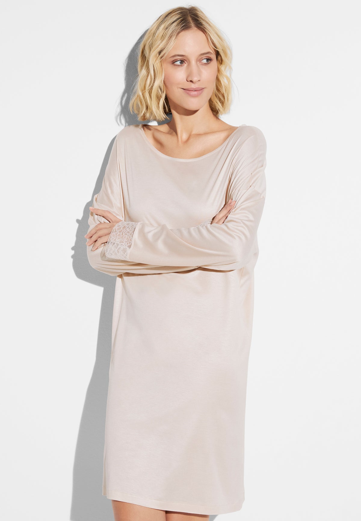 Silk Dreams | Sleepshirt Long Sleeve - vanilla