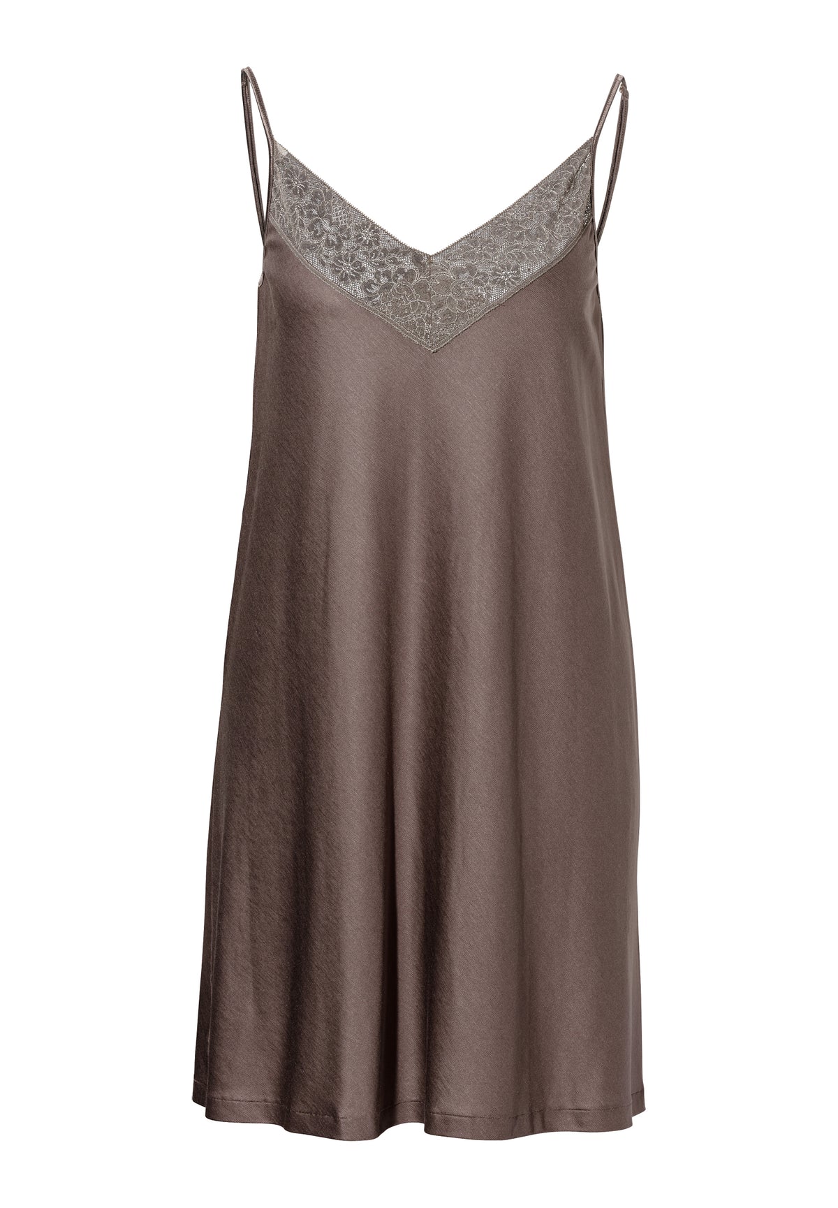 Silk Dreams | Chemise de nuit bretelles spaghetti - olive brown