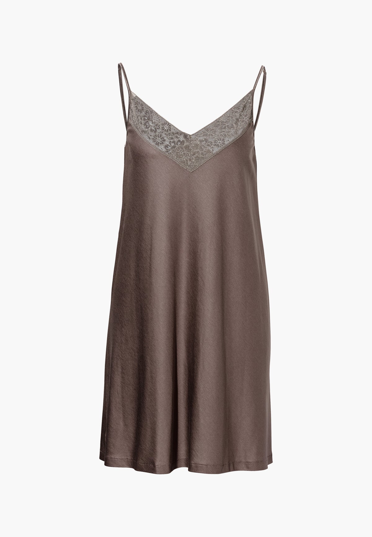 Silk Dreams | Chemise de nuit bretelles spaghetti - olive brown