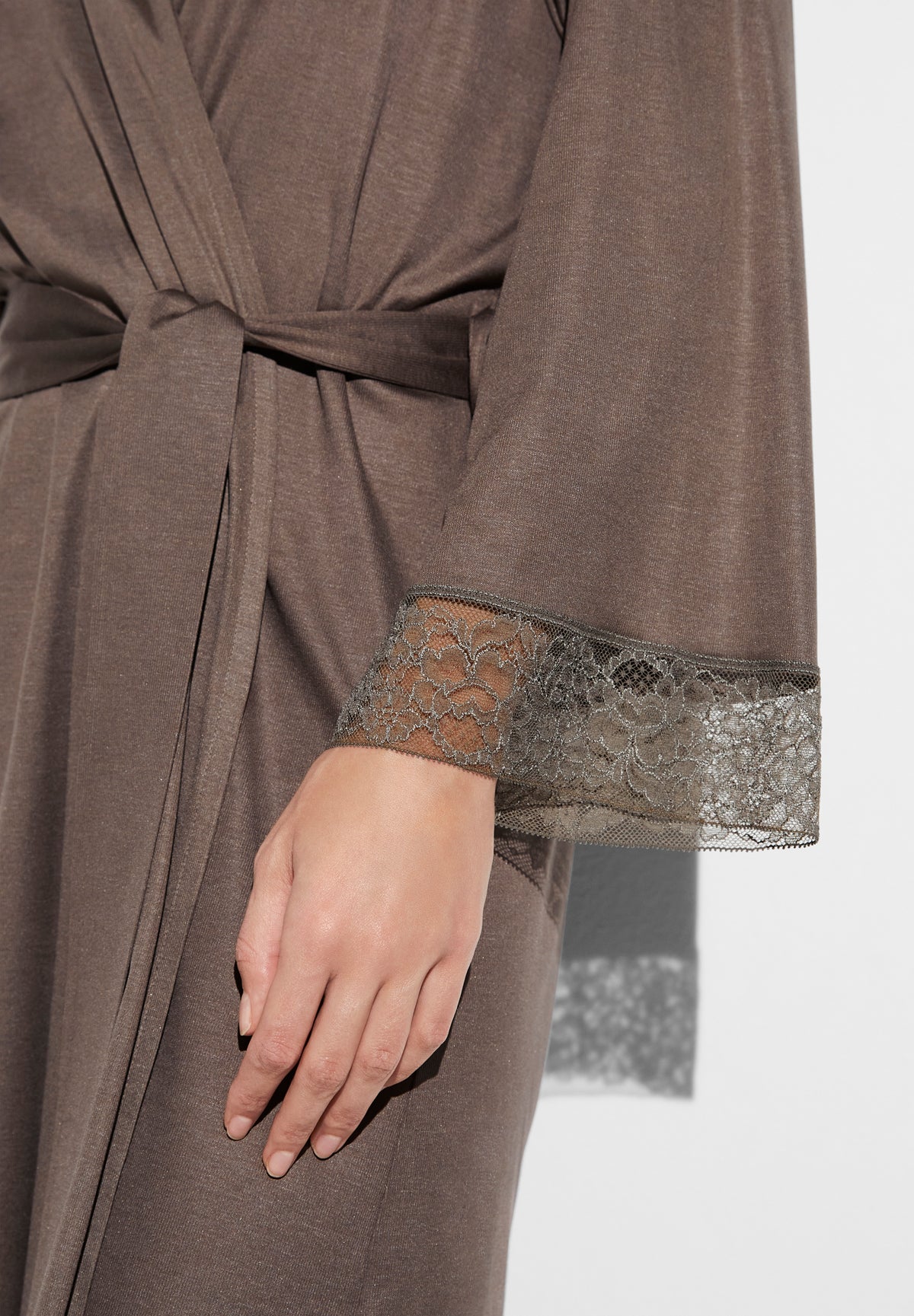 Silk Dreams | Robe de chambre courte - olive brown