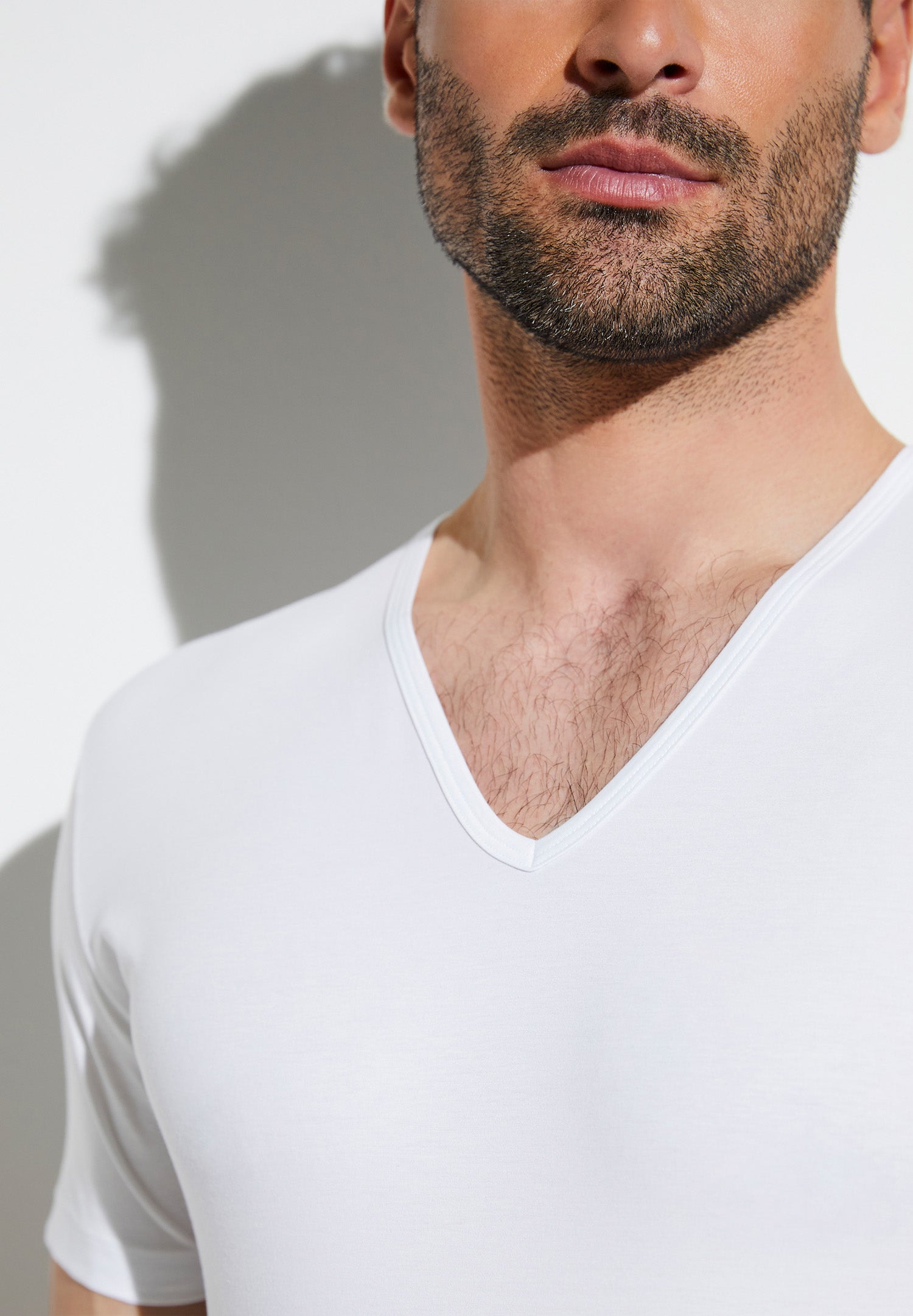 Pure Comfort  T-Shirt Short Sleeve V-Neck - white - Zimmerli of