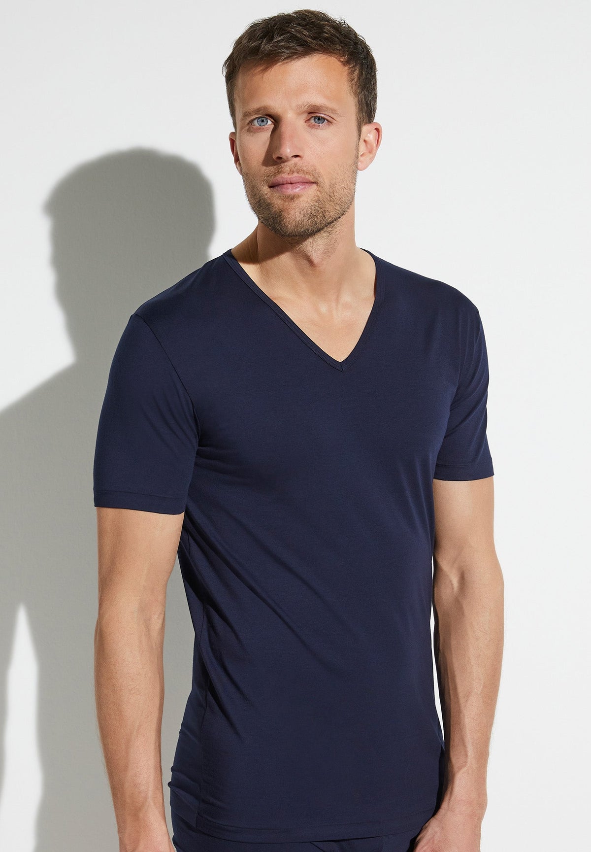 Pure Comfort | T-Shirt à manches courtes col en V - navy