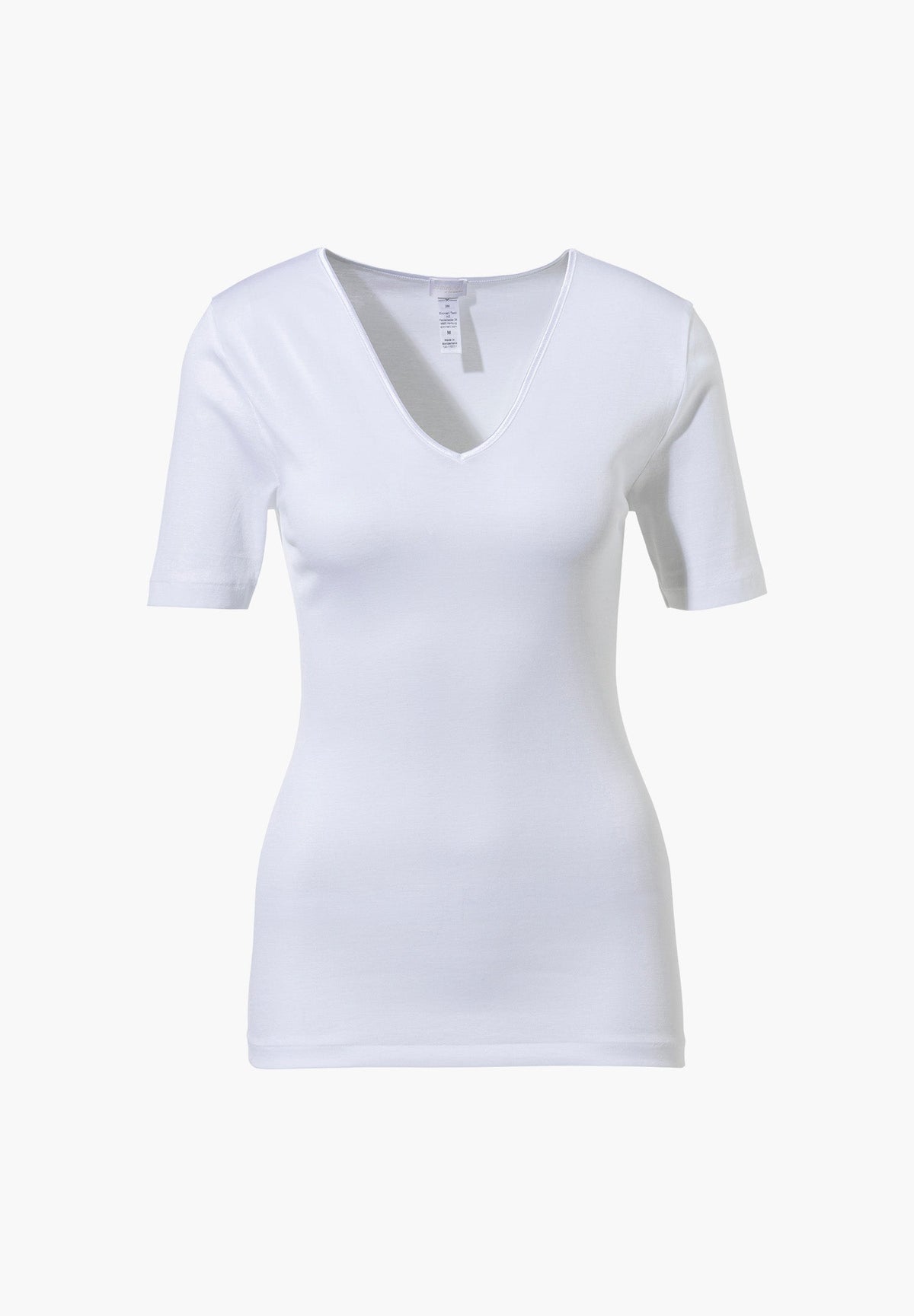 Cotton de Luxe | T-Shirt à manches courtes col en V - white