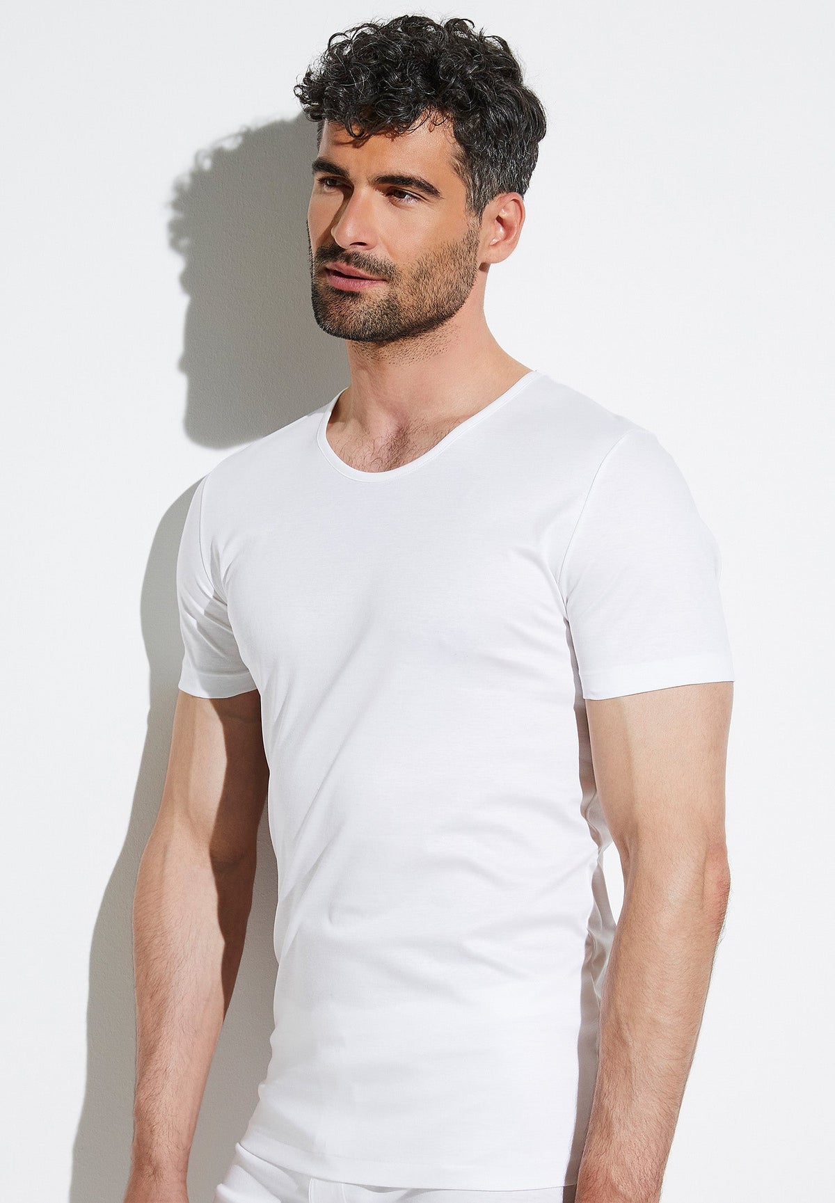 Sea Island | T-Shirt Short Sleeve, Round Neck Fine Collar - white