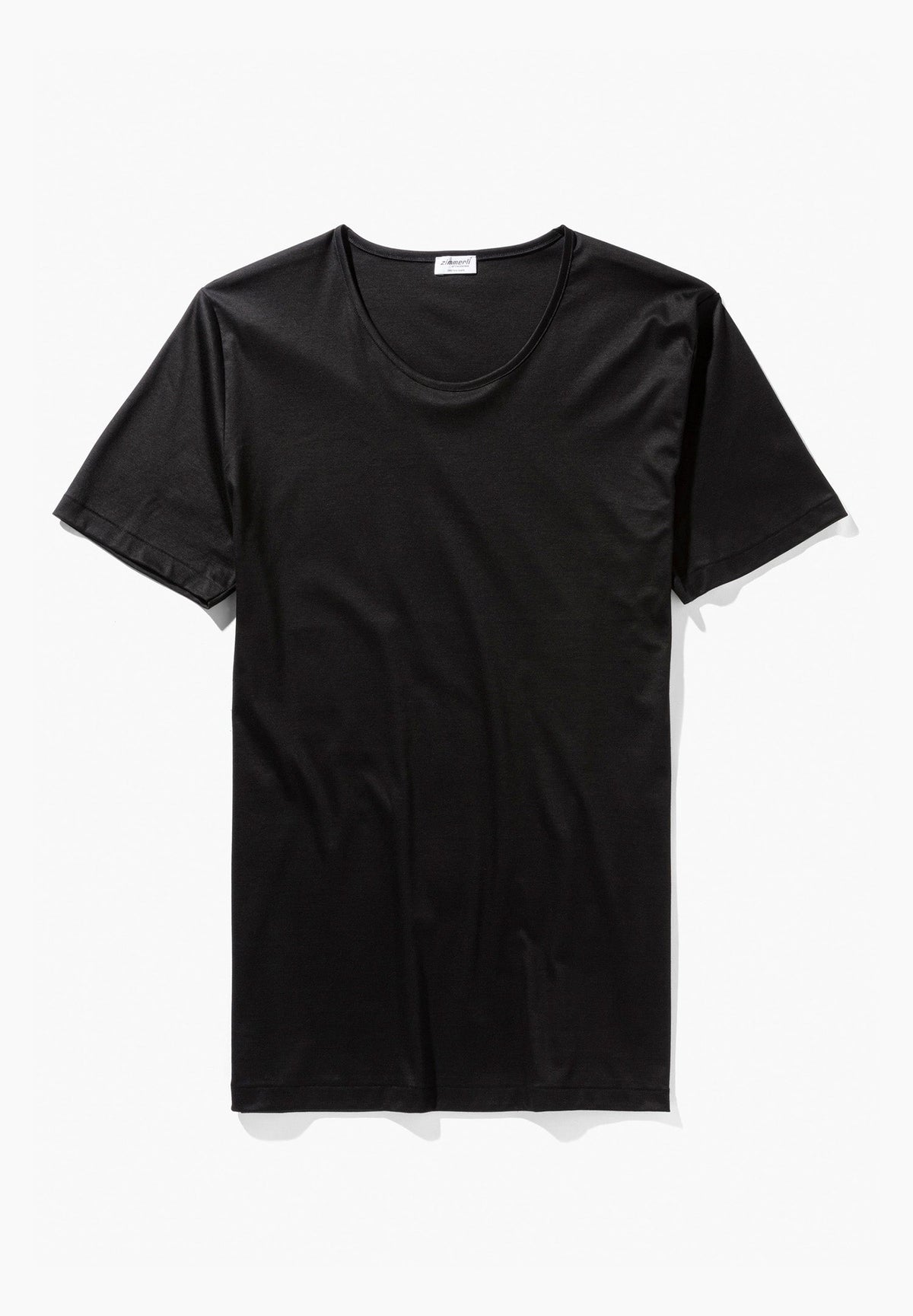 Sea Island | T-Shirt Short Sleeve, Round Neck Fine Collar - black