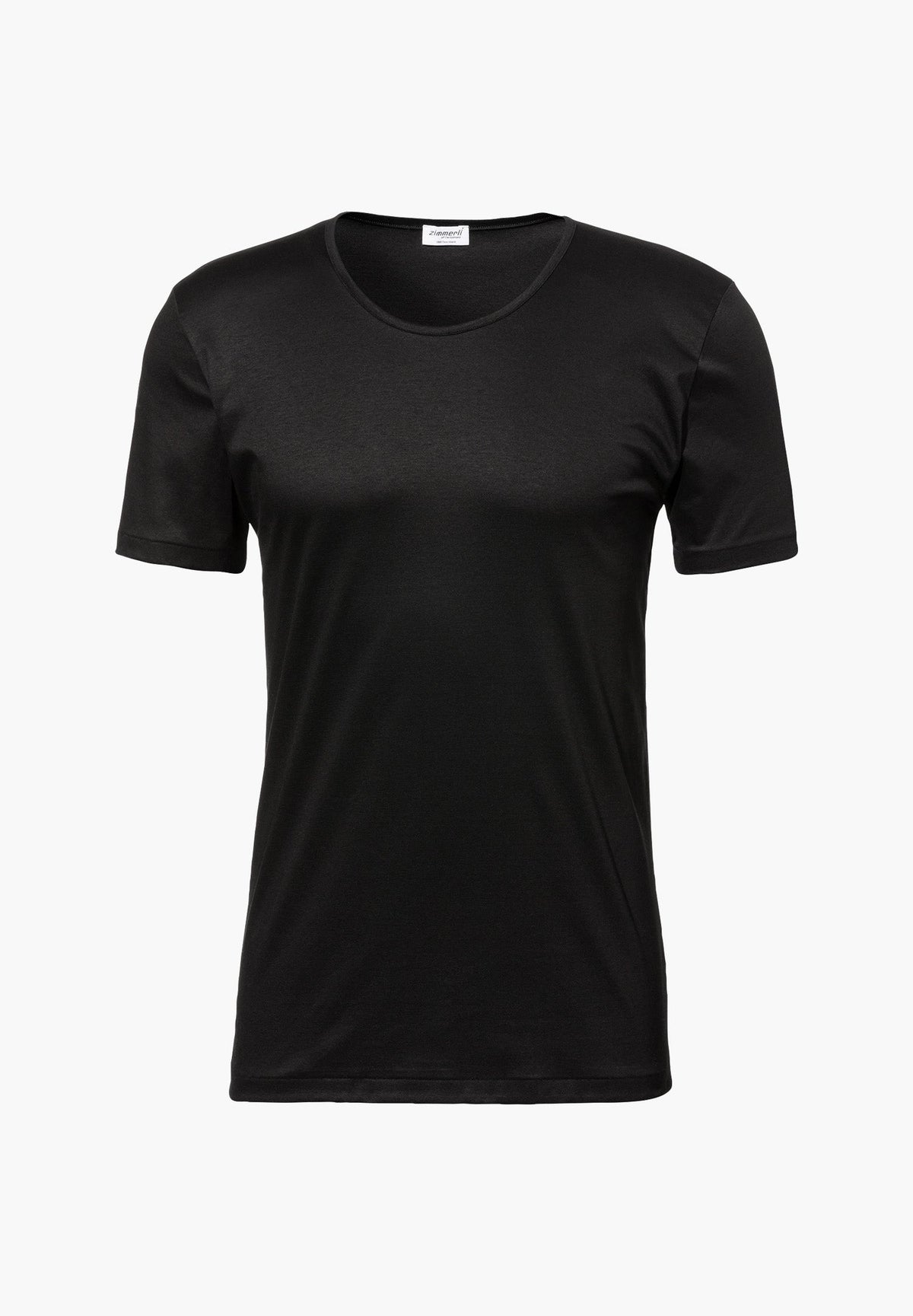 Sea Island | T-Shirt Short Sleeve, Round Neck Fine Collar - black