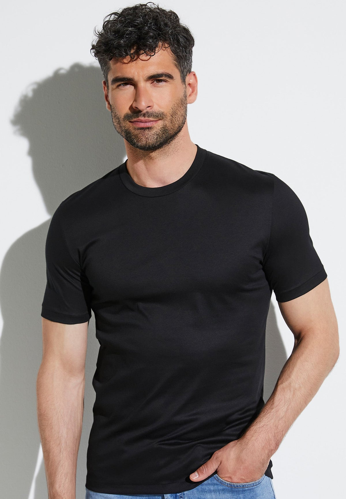 Sea Island | T-Shirt kurzarm, Rundhals - schwarz