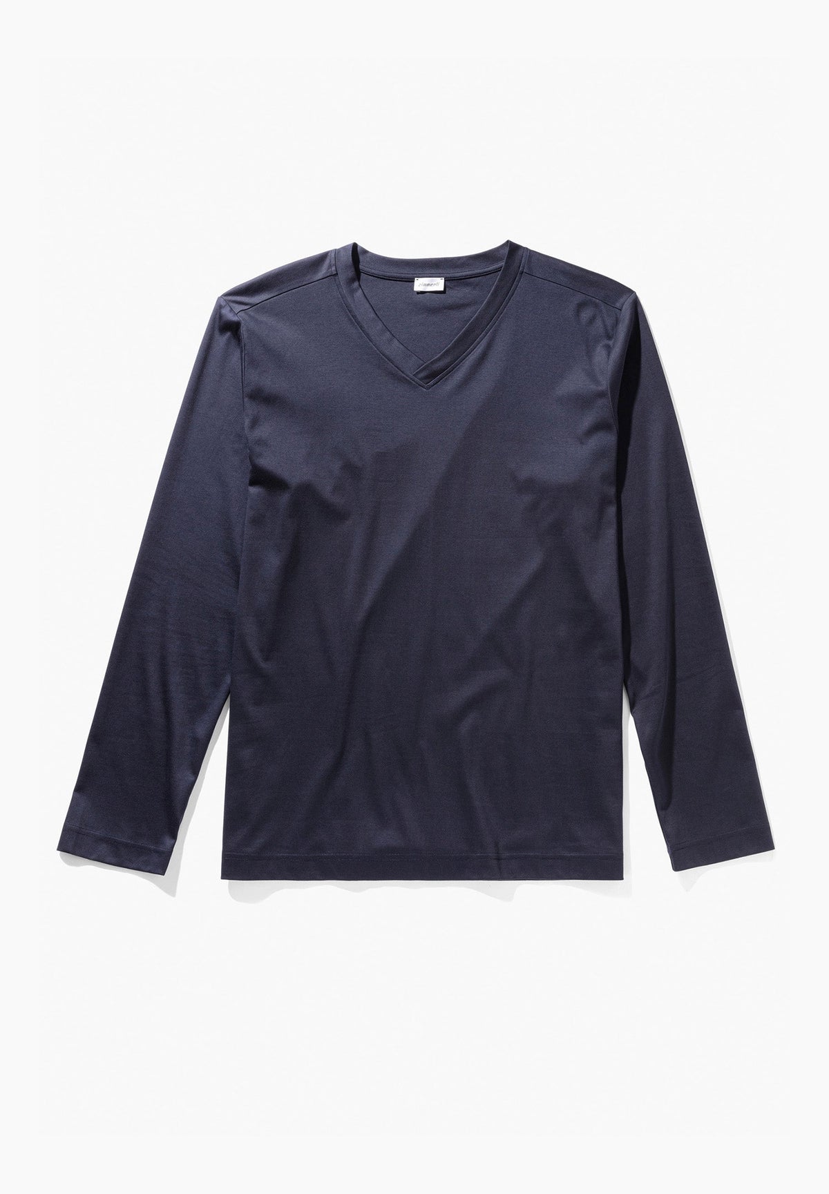 Supreme Green Cotton | T-Shirt Long Sleeve V-Neck - navy