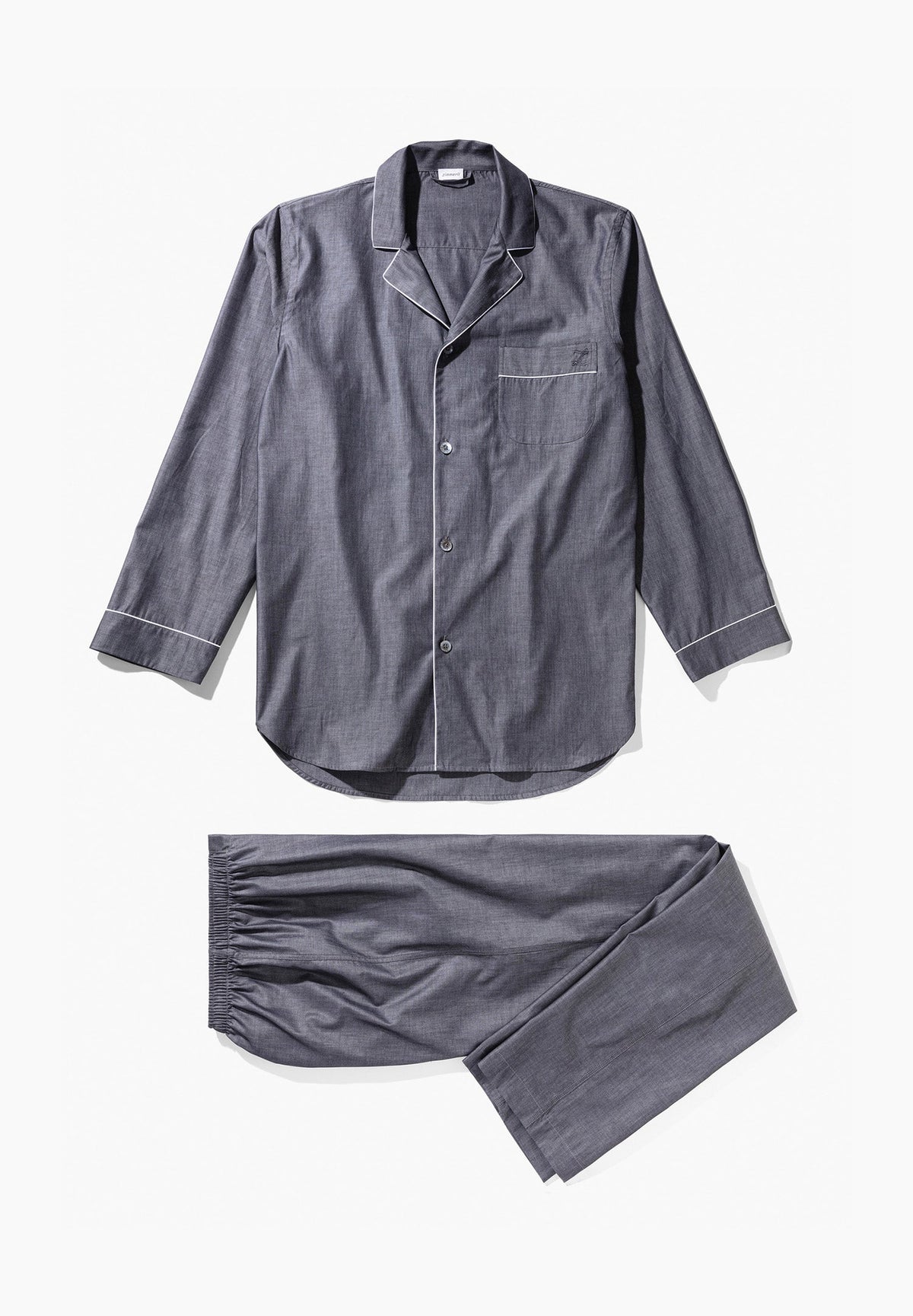 Woven Nightwear | Pyjama Long - dark grey mélange