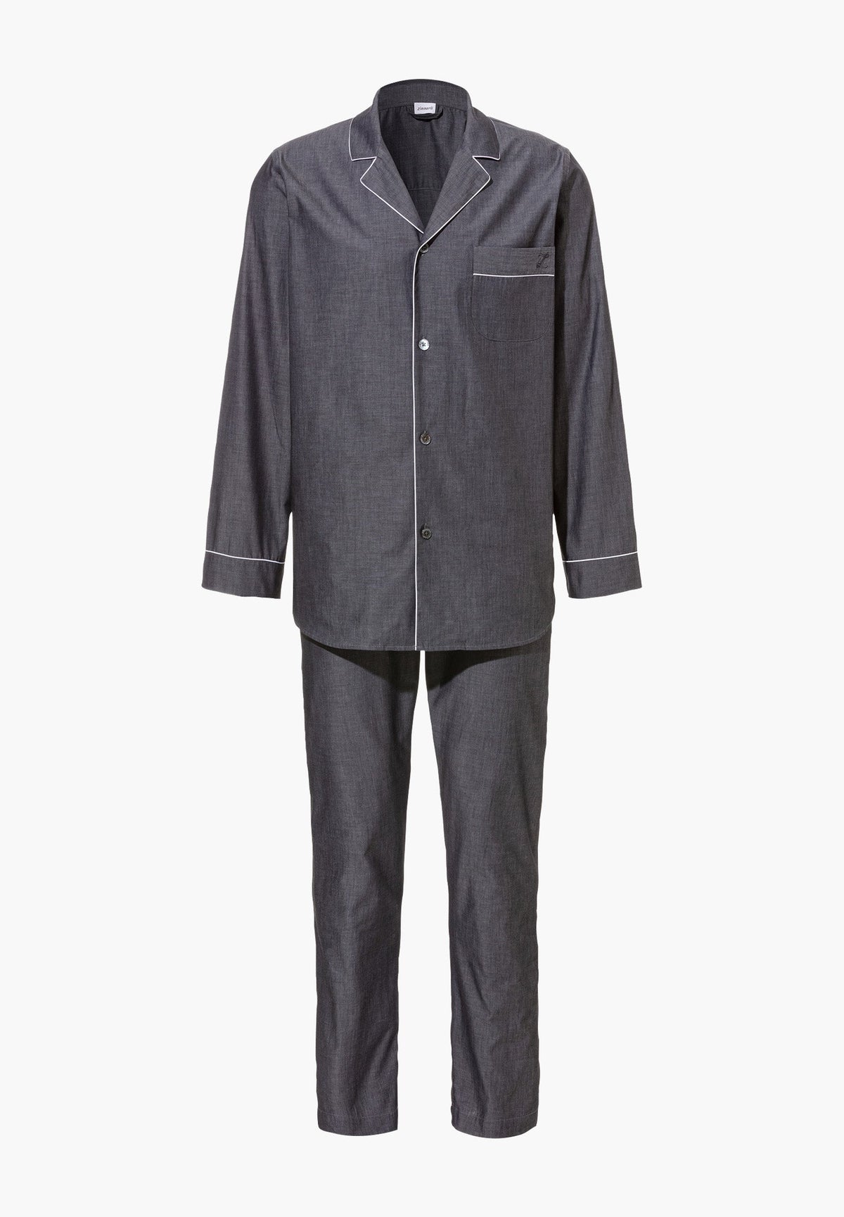 Woven Nightwear | Pyjama Long - dark grey mélange