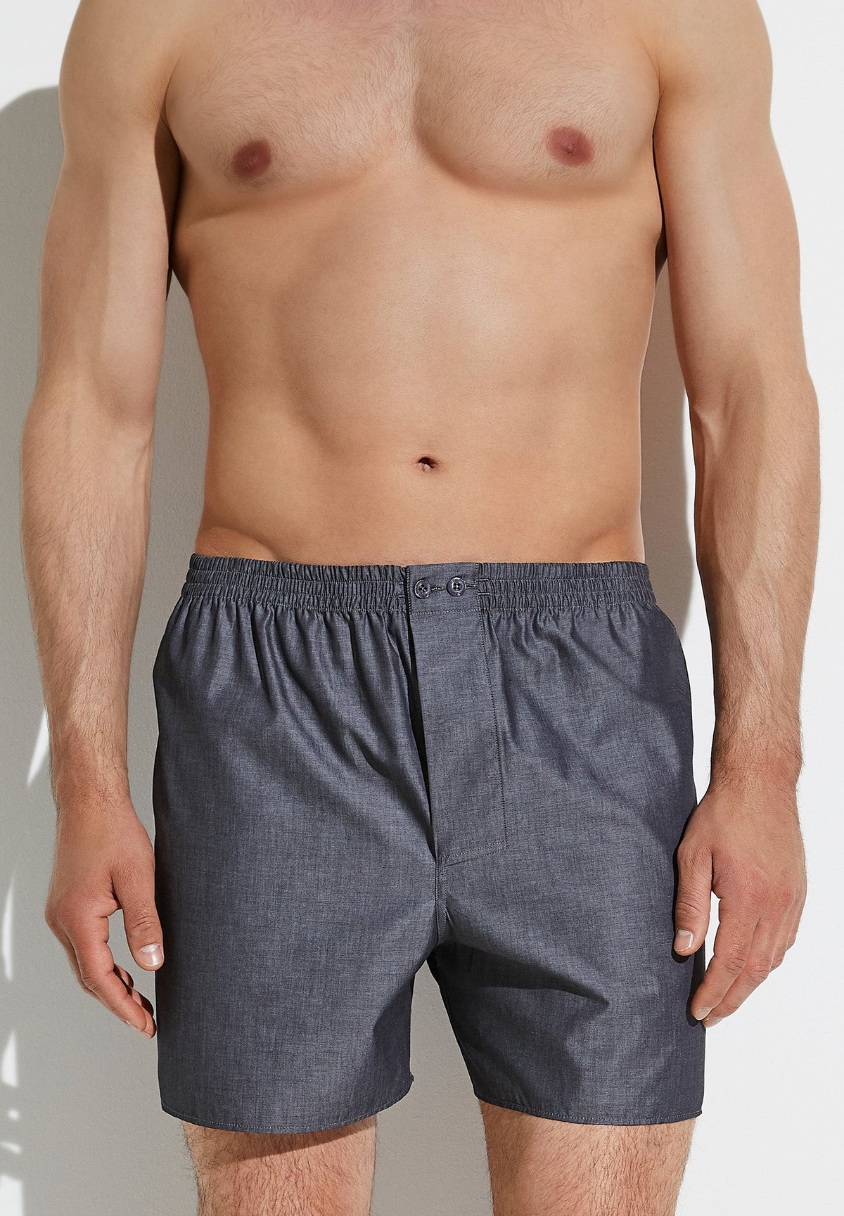 Woven Nightwear | Boxer Shorts - dark grey mélange