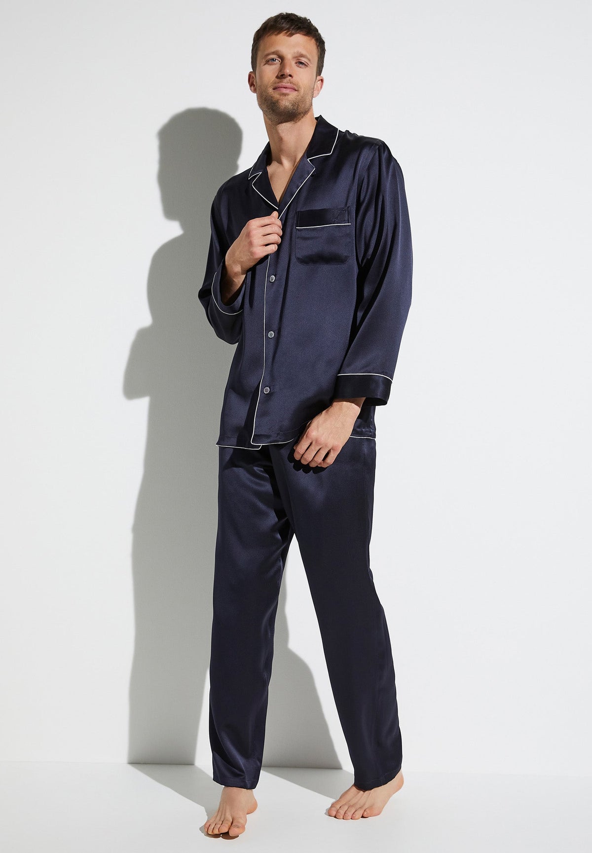 Silk Nightwear | Pyjama Long - navy