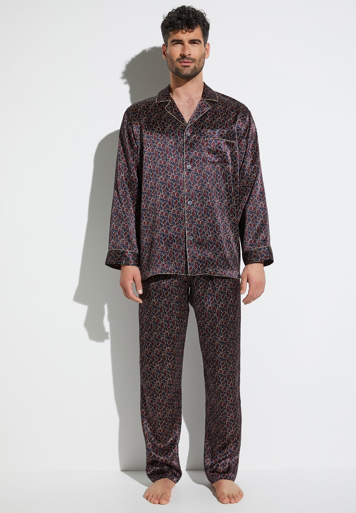 Silk Nightwear Pyjama Long leaves