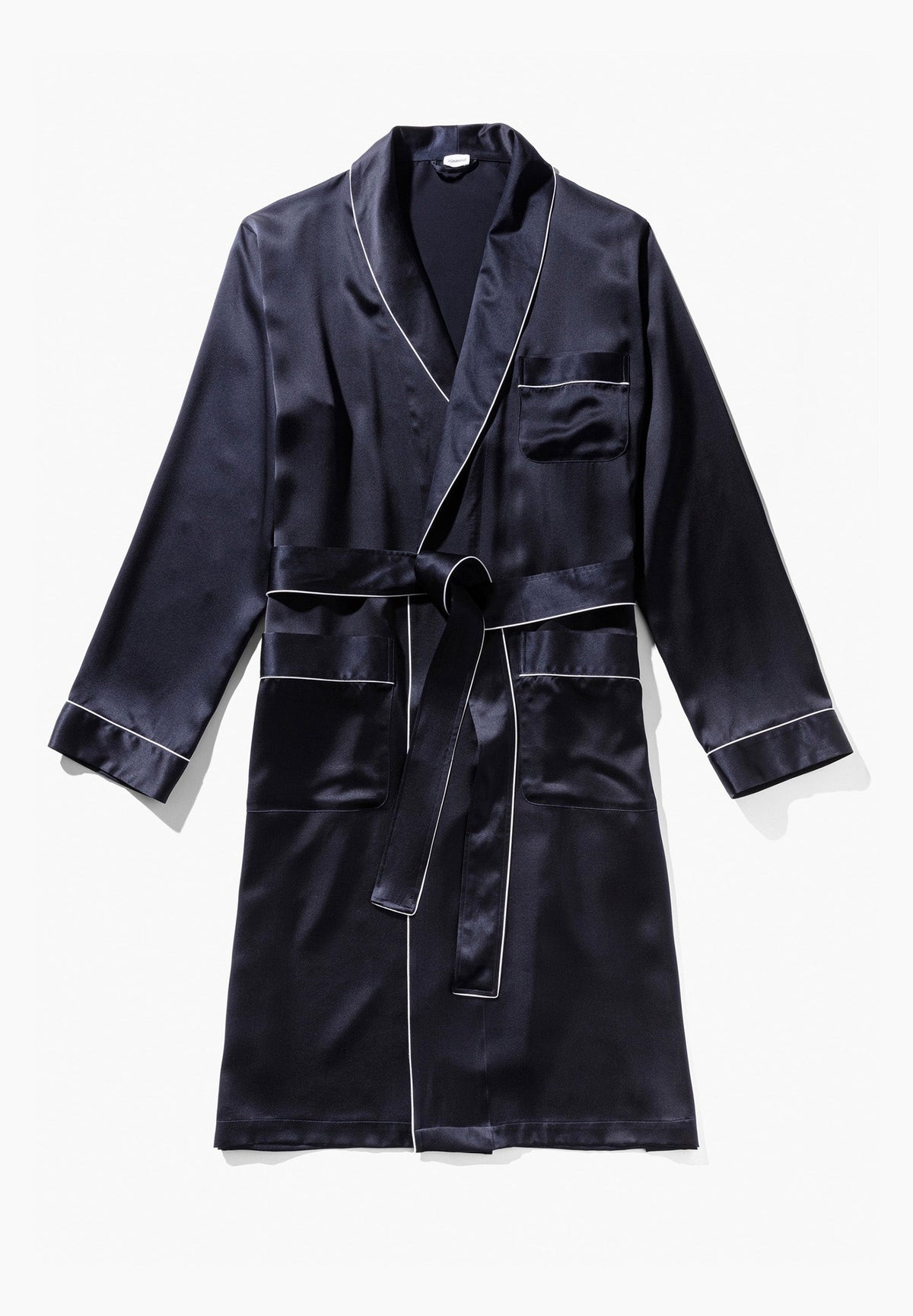 Silk Nightwear | Morgenmantel lang - navy