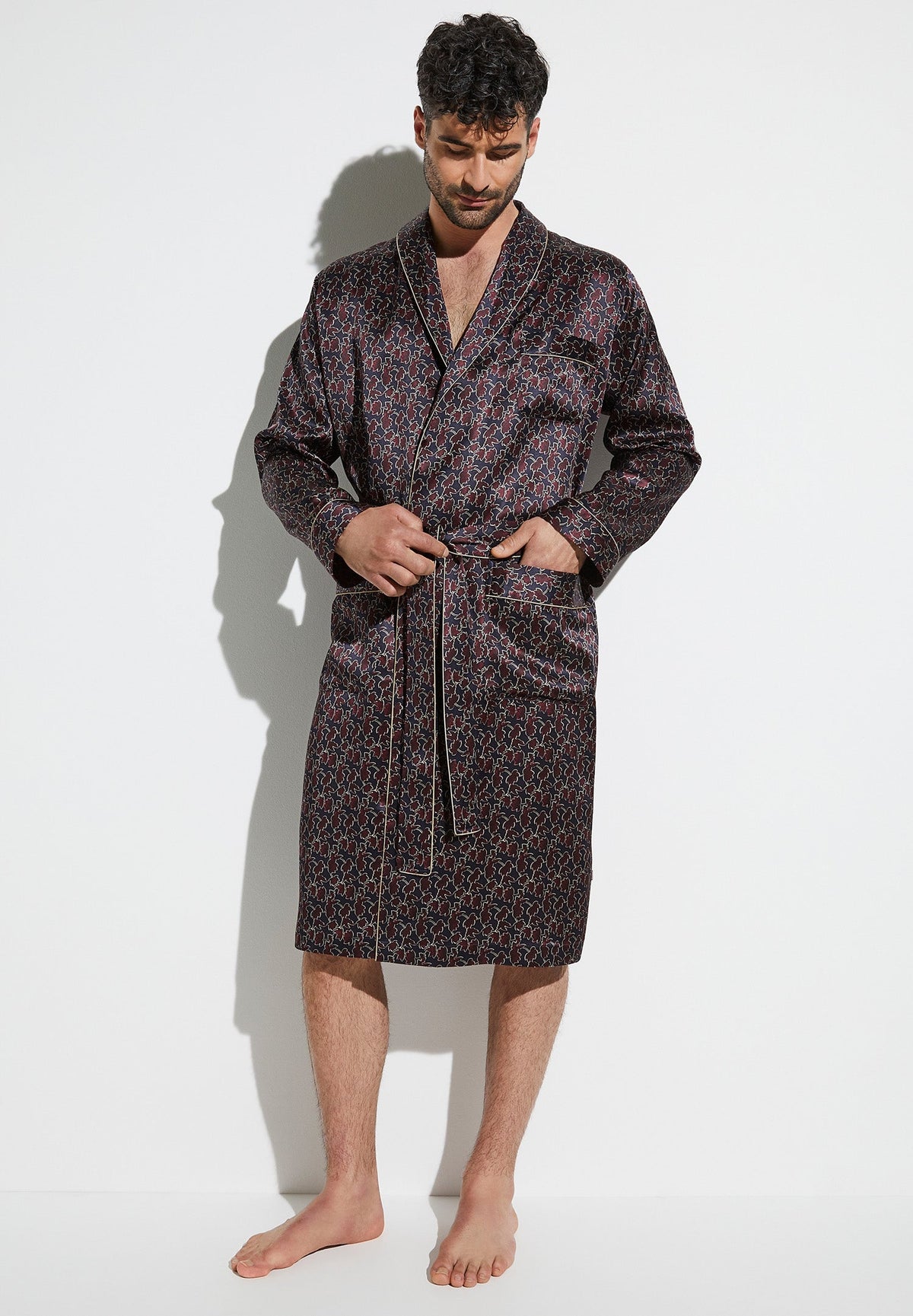 Silk Nightwear | Morgenmantel lang - leaves