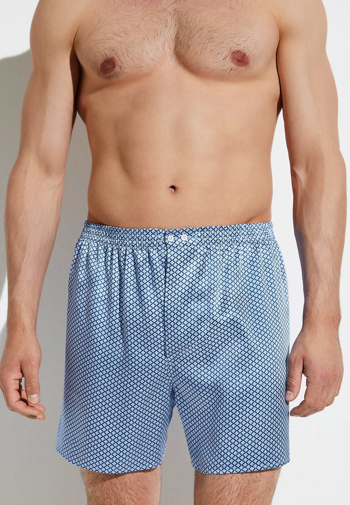 Silk Nightwear | Boxer Shorts - fant. Blue