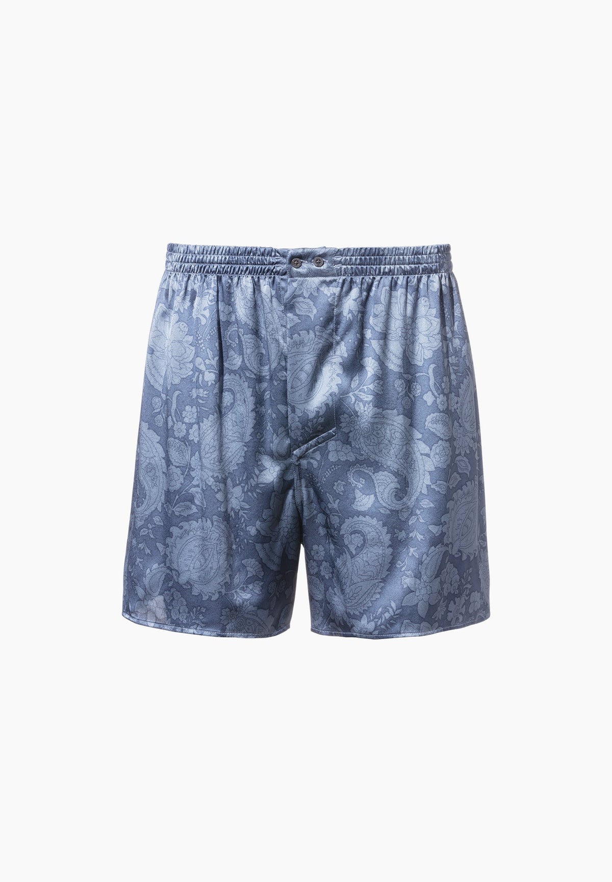 Silk Nightwear | Boxer Shorts - paisley blue