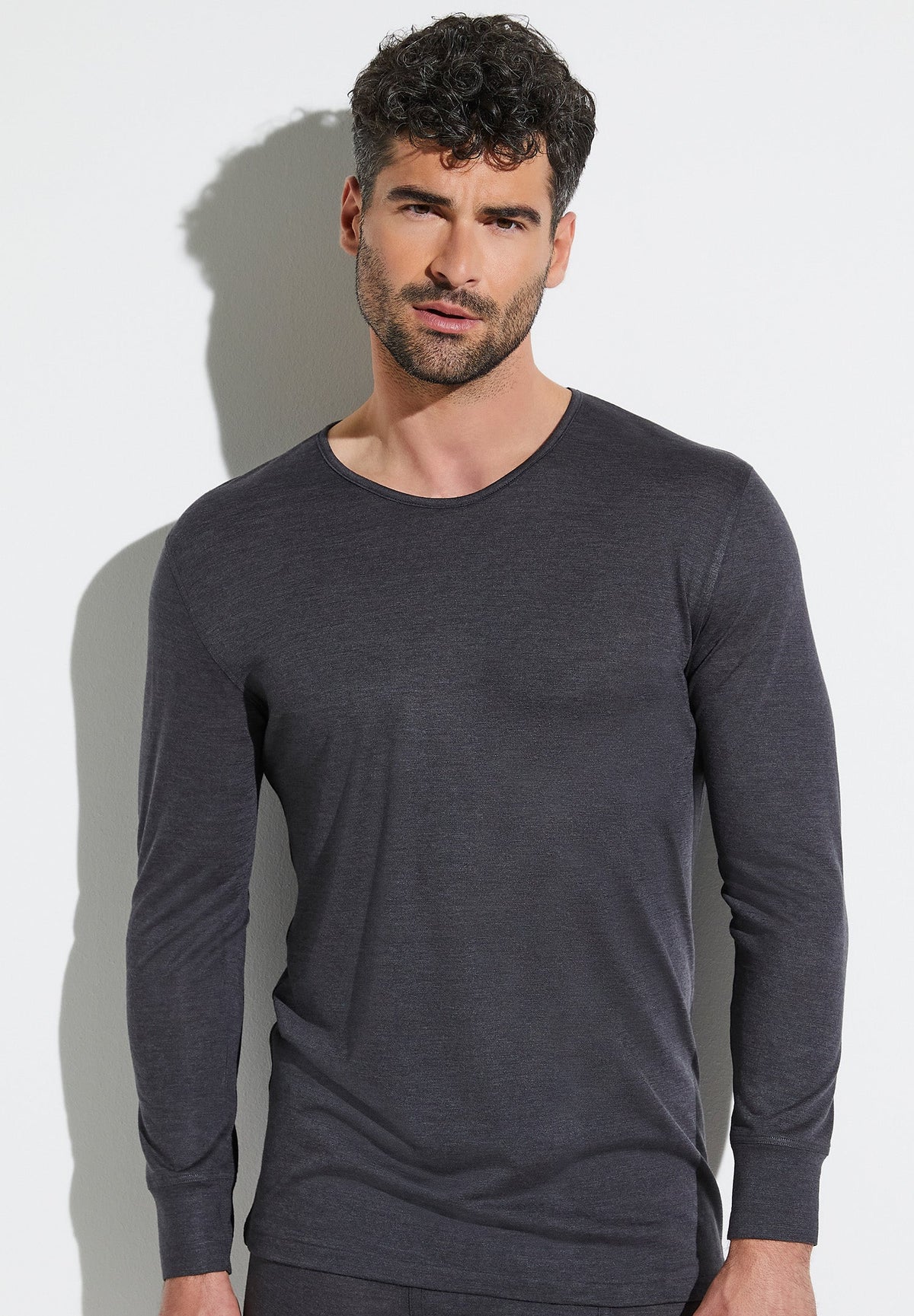 Wool &amp; Silk | T-Shirt langarm - charcoal