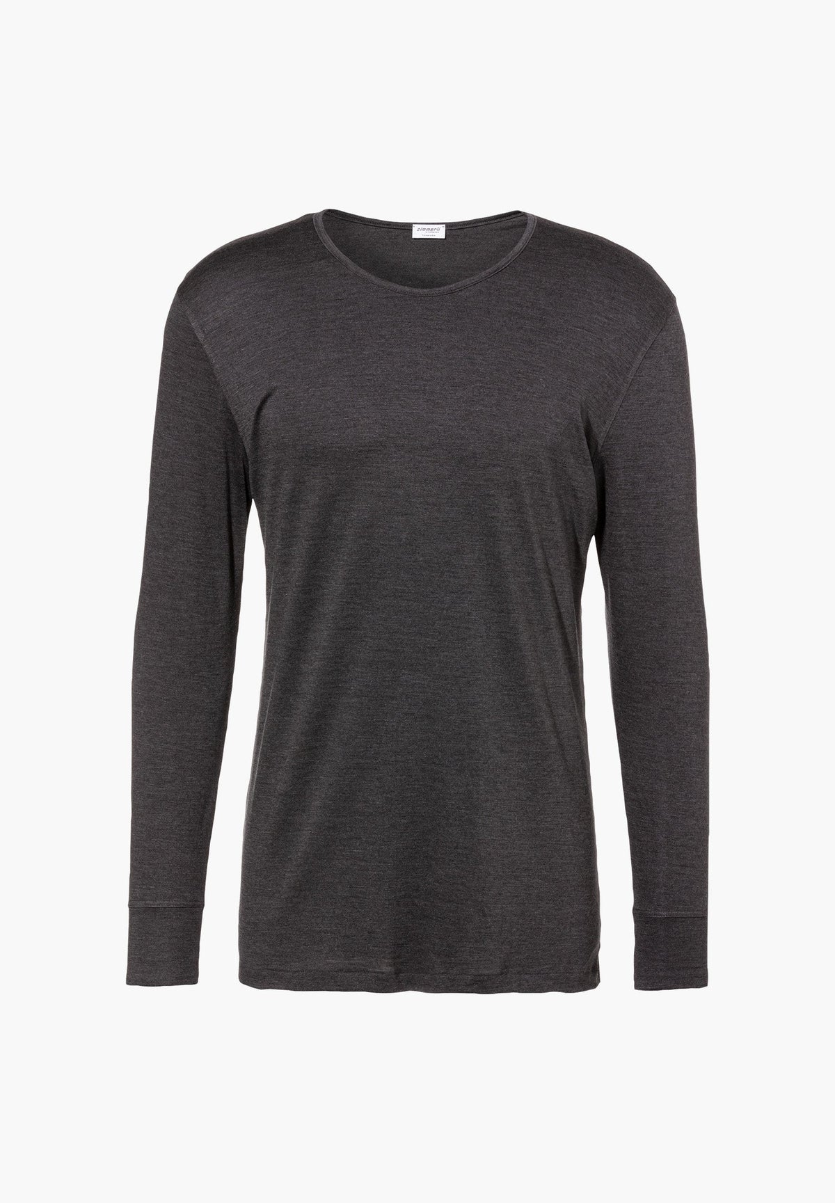 Wool Silk T Shirt Long Sleeve charcoal