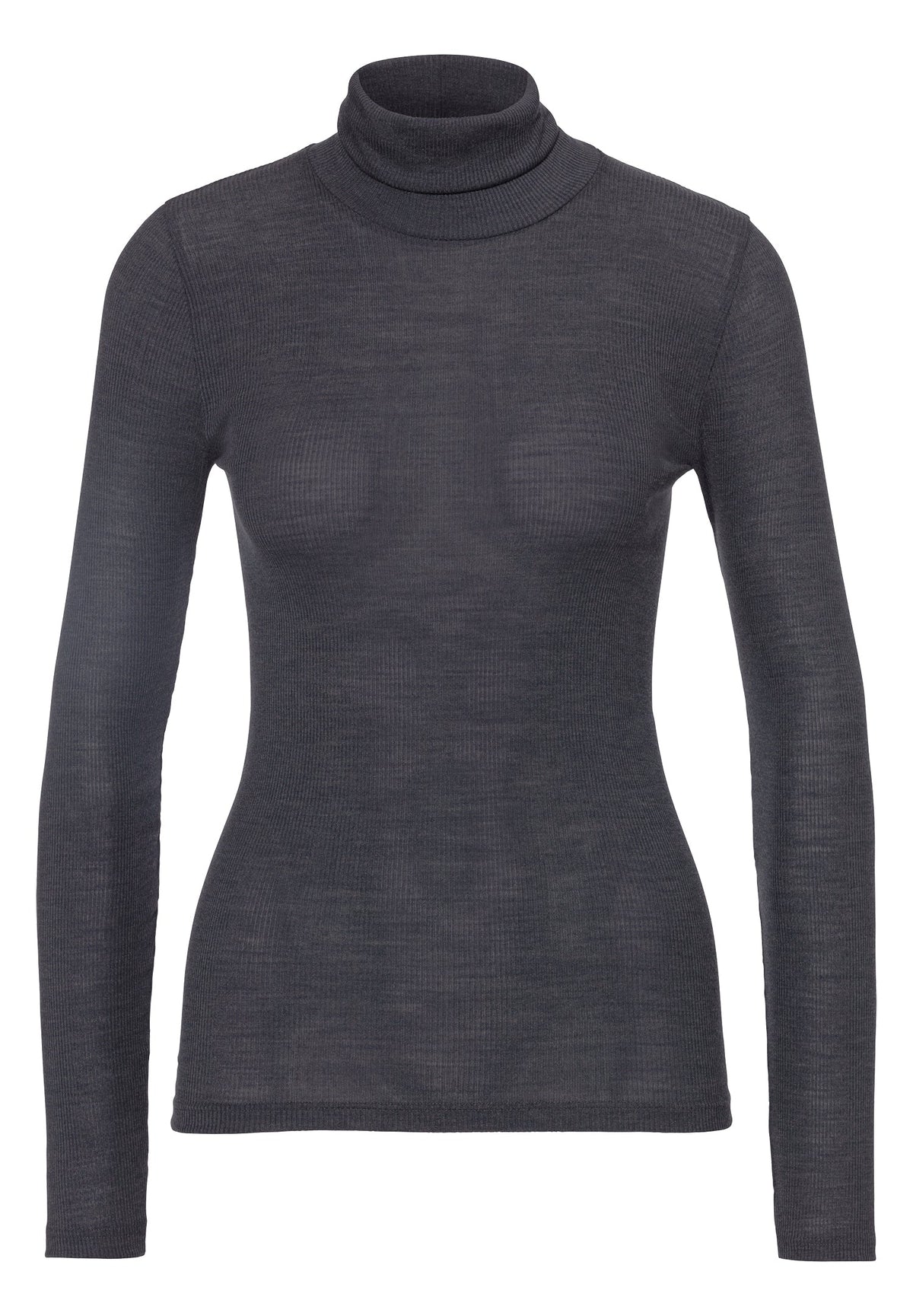 Wool &amp; Silk | Roll Neck Long Sleeve - anthrazit