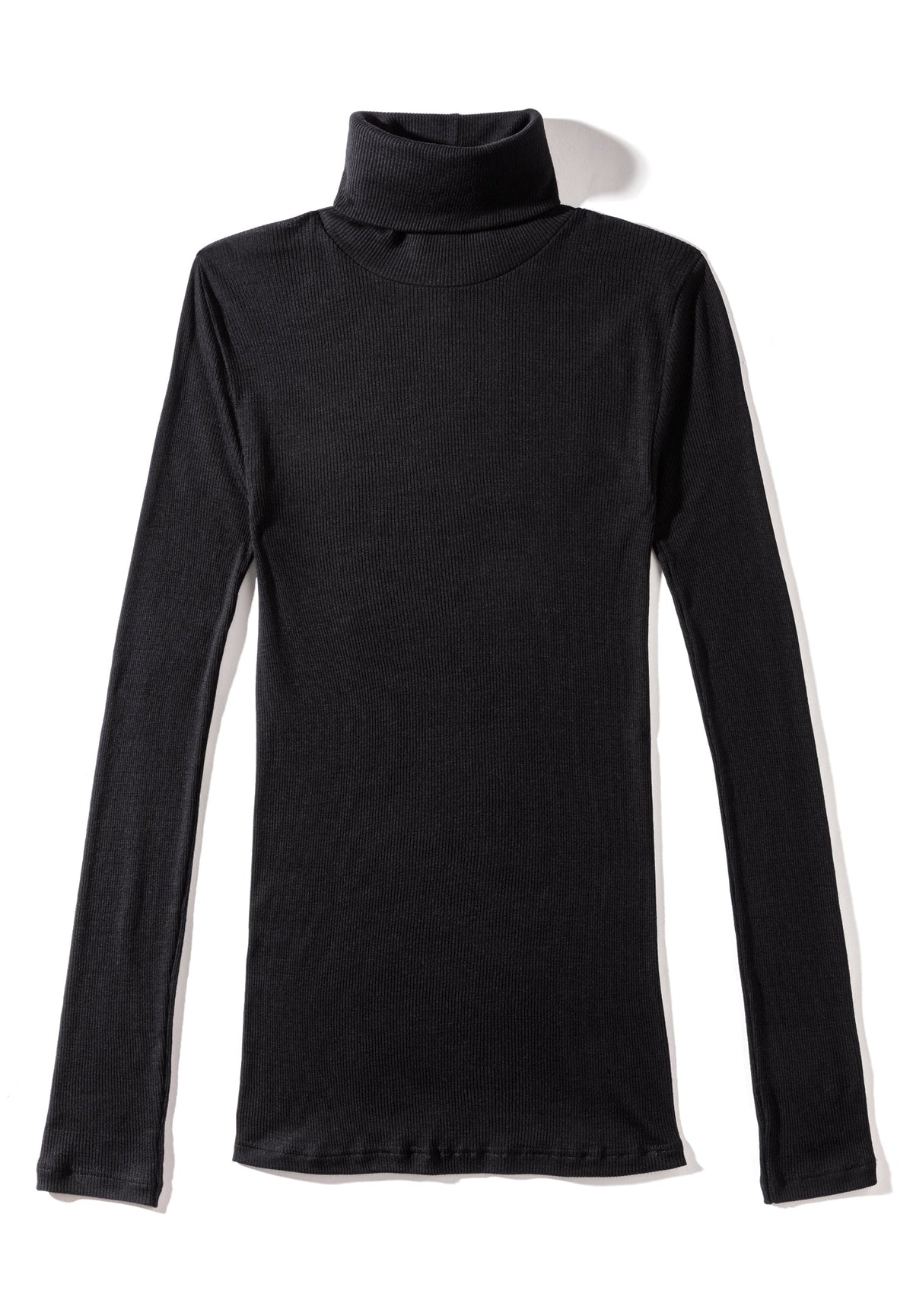 Wool &amp; Silk | Roll Neck Long Sleeve - black