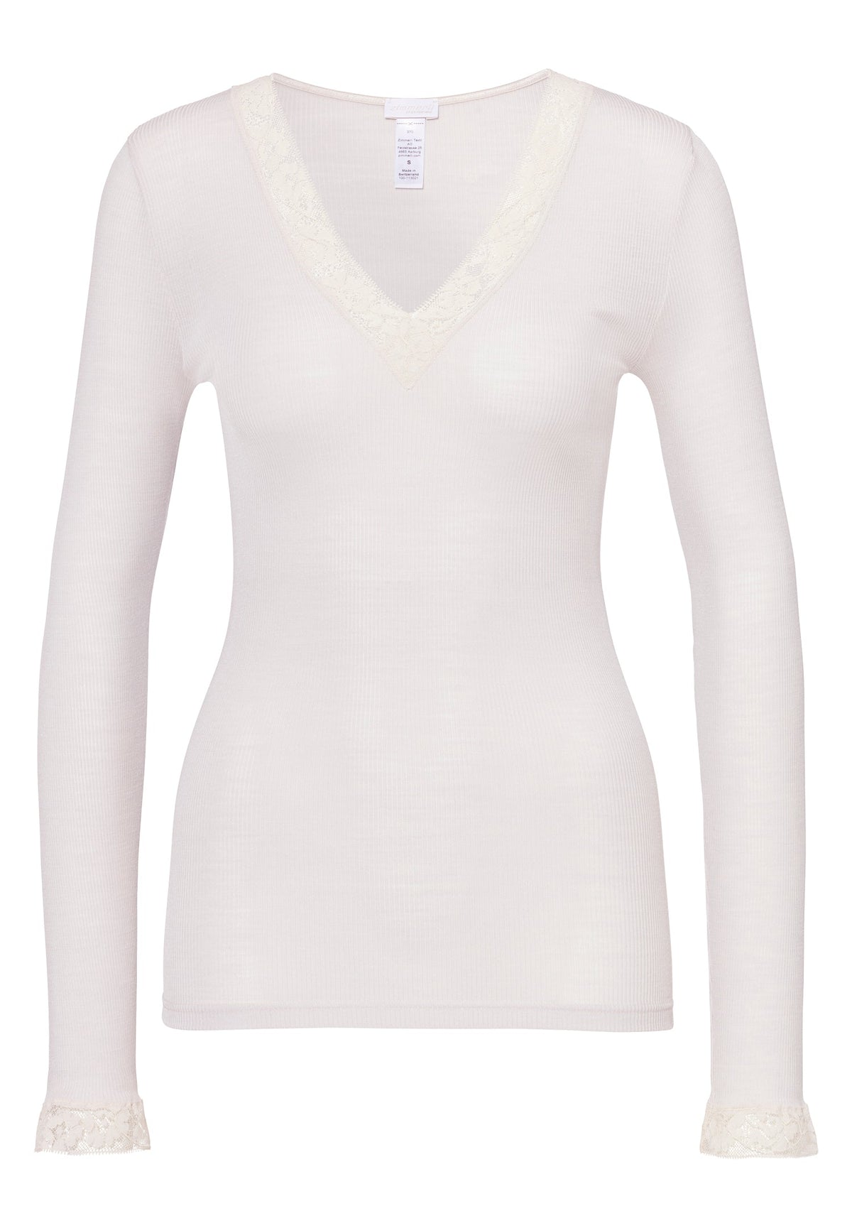 Wool &amp; Silk | T-Shirt langarm V-Ausschnitt - dove