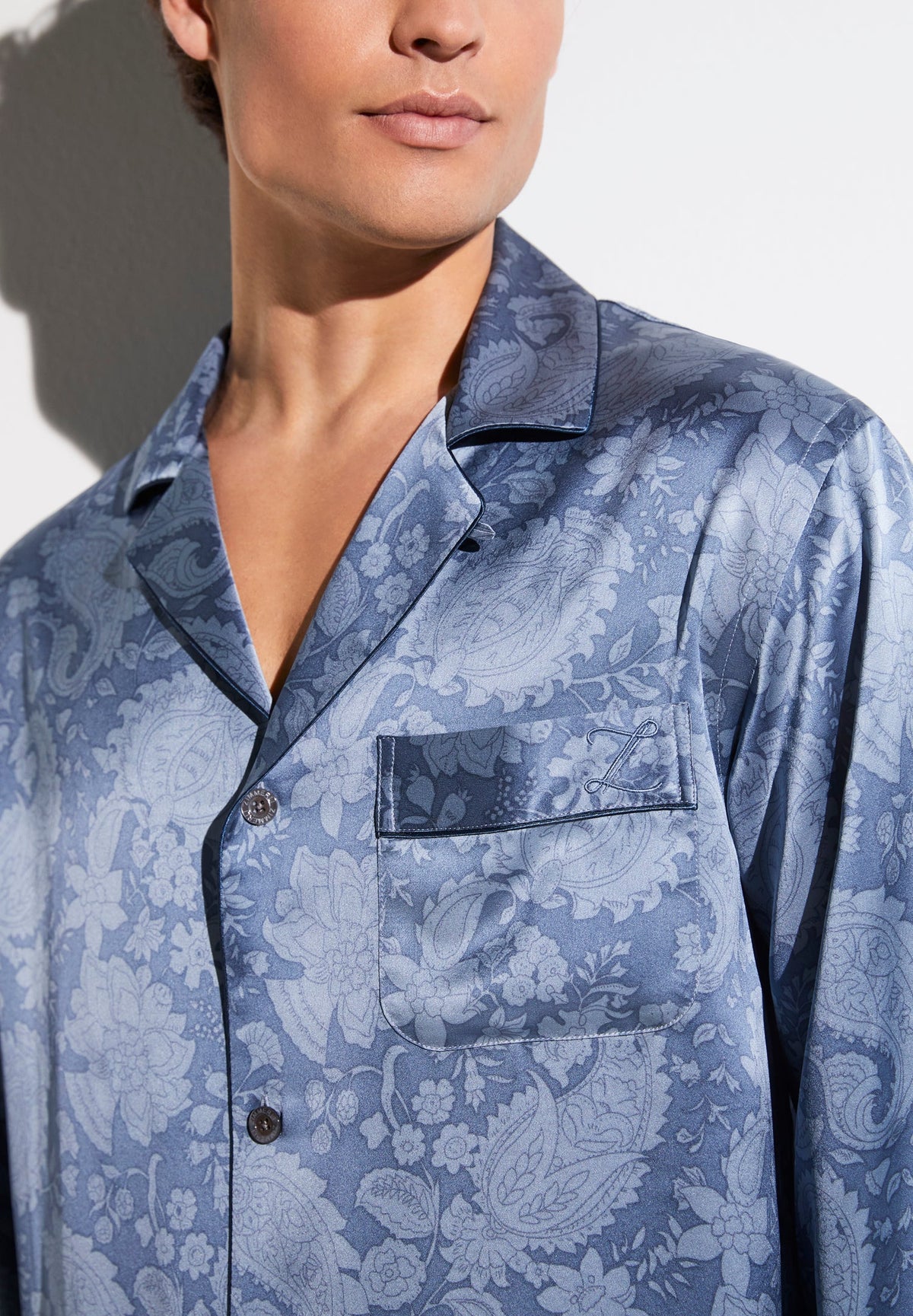 Silk Nightwear | Pyjama Long - paisley blue