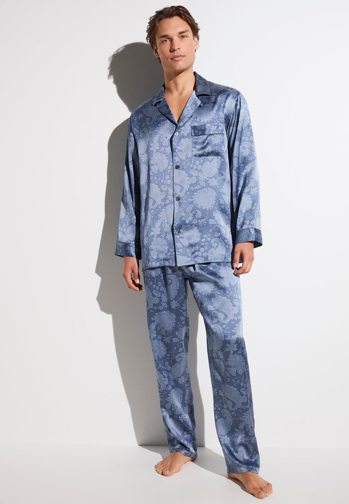 Silk Nightwear | Pyjama lang - paisley blue