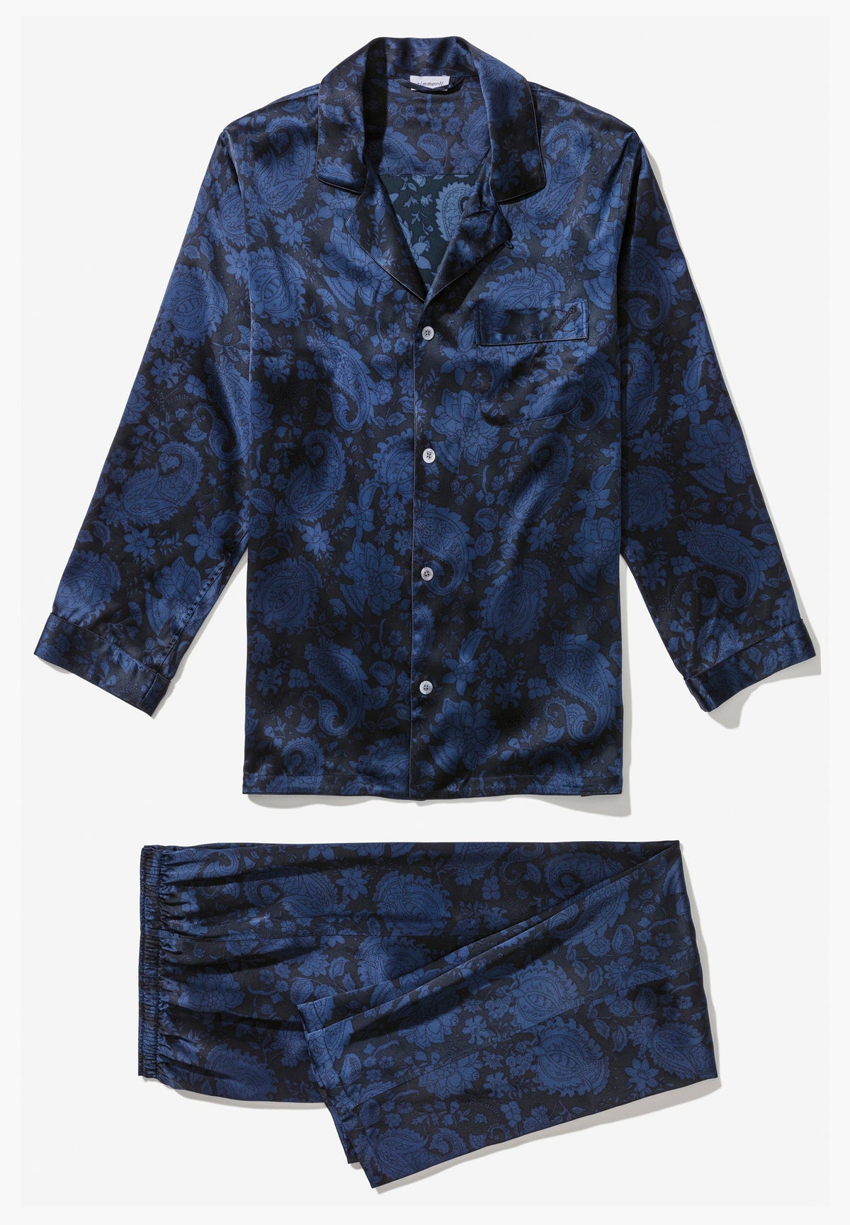 Silk Nightwear | Pyjama longues - paisley dark blue