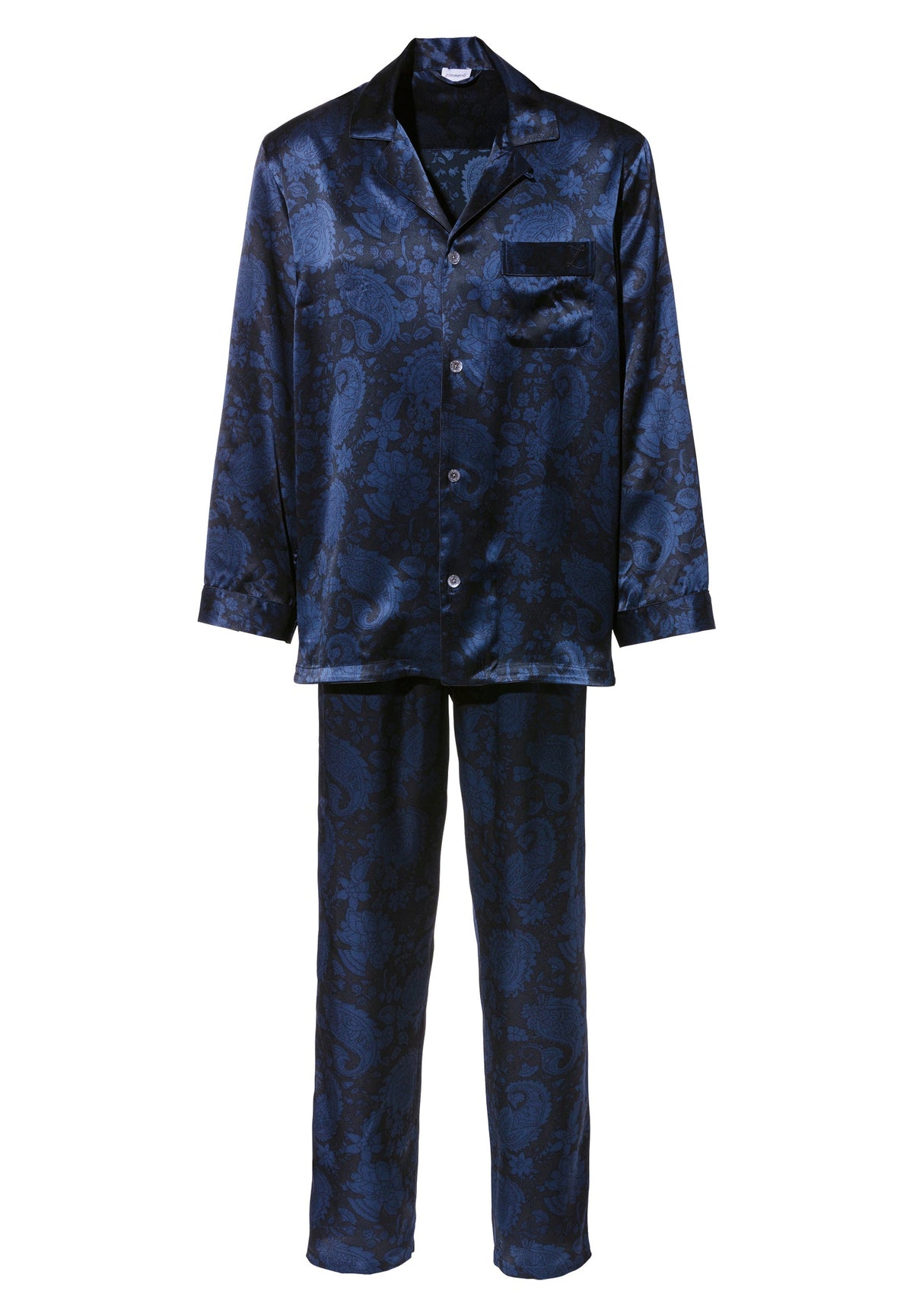 Silk Nightwear | Pyjama Long - paisley dark blue