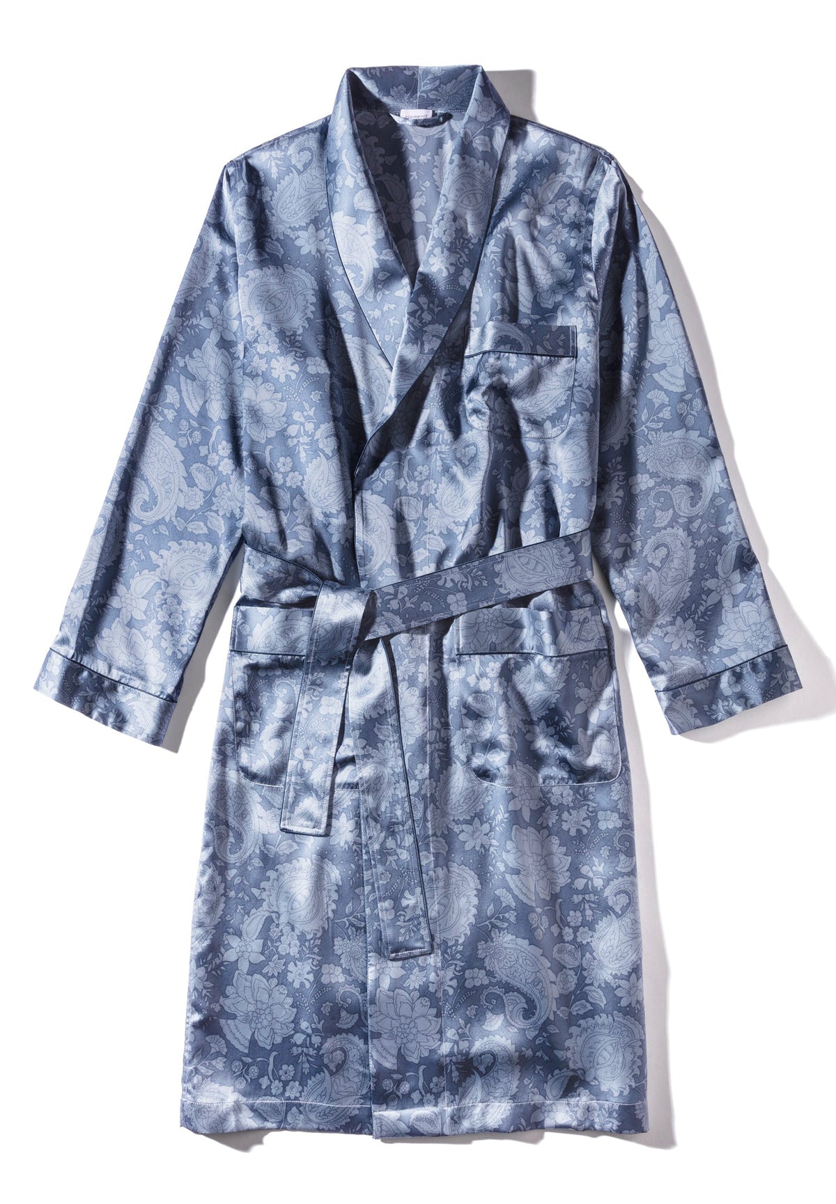 Silk Nightwear | Robe de chambre longue - paisley blue