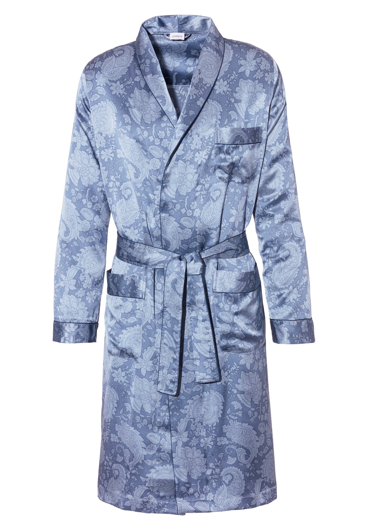 Silk Nightwear | Robe de chambre longue - paisley blue