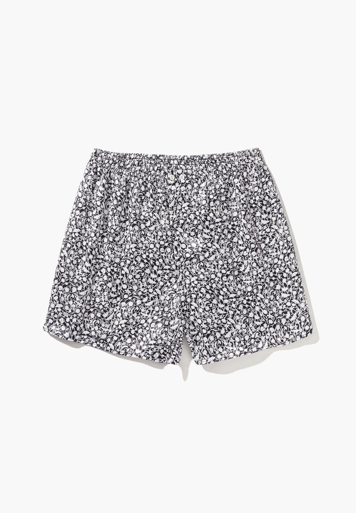 Silk Nightwear | Boxer Shorts - black-white