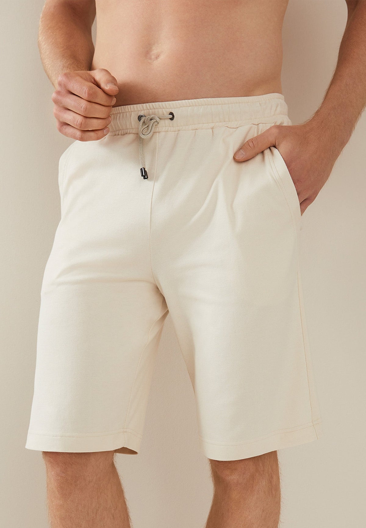 Piqué Lounge | Pantalon court - sand