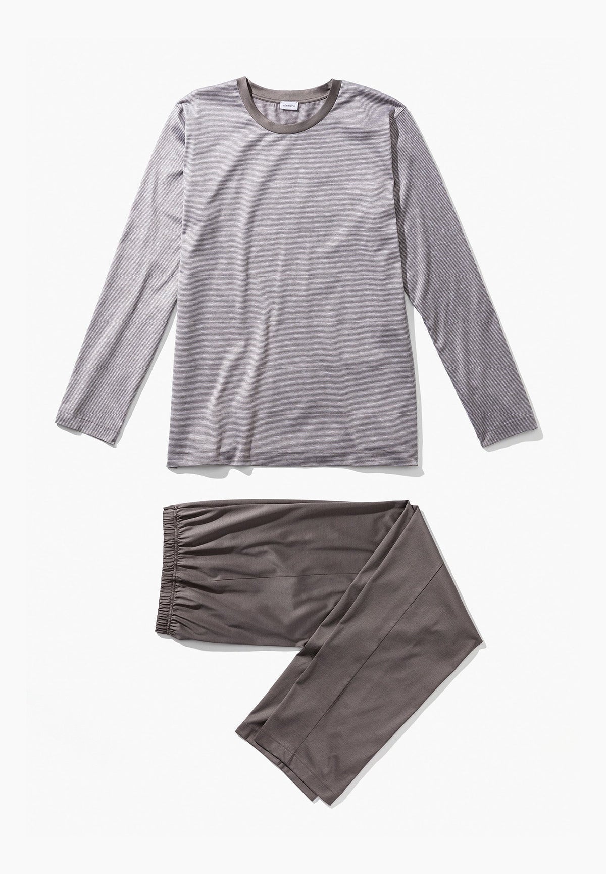 Silk/Cotton Stripes X Sea Island | Pyjama Long - taupe